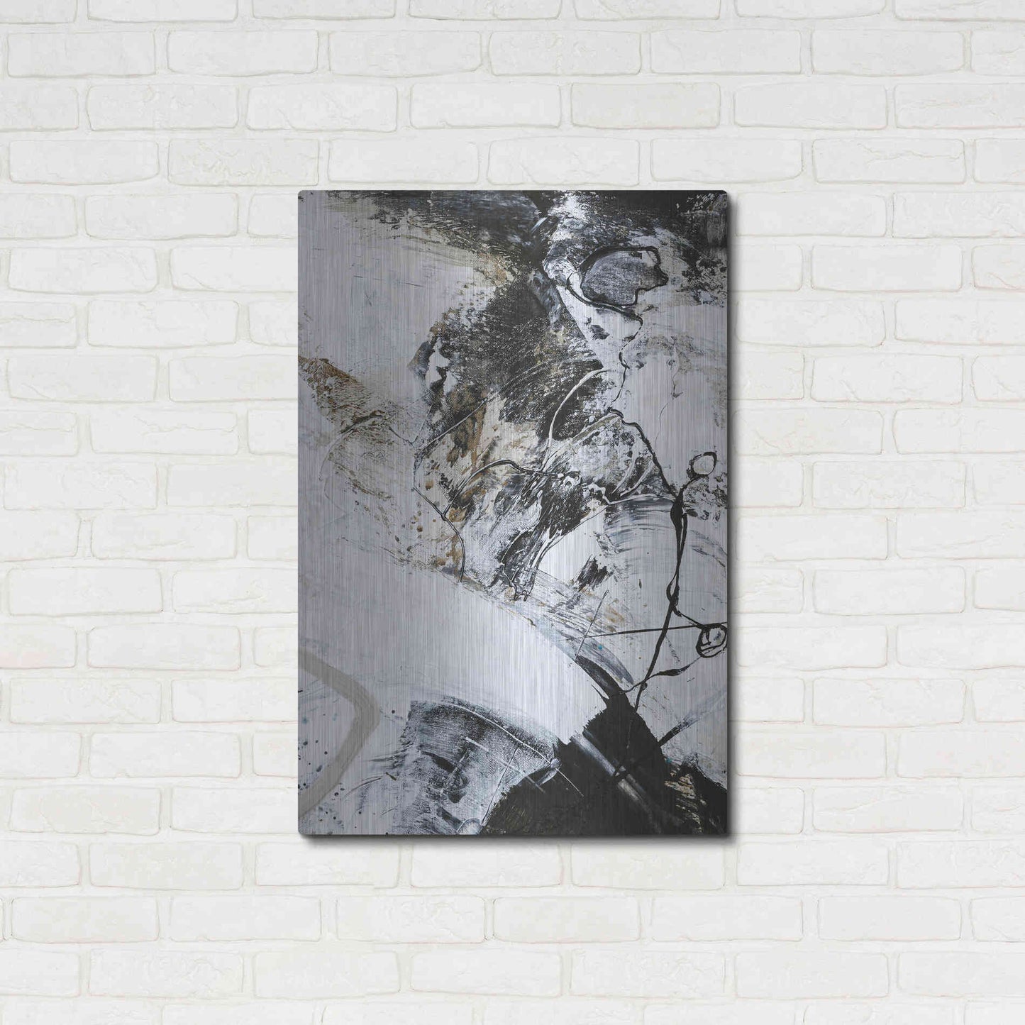 Luxe Metal Art 'Black and White 1' by Design Fabrikken, Metal Wall Art,24x36