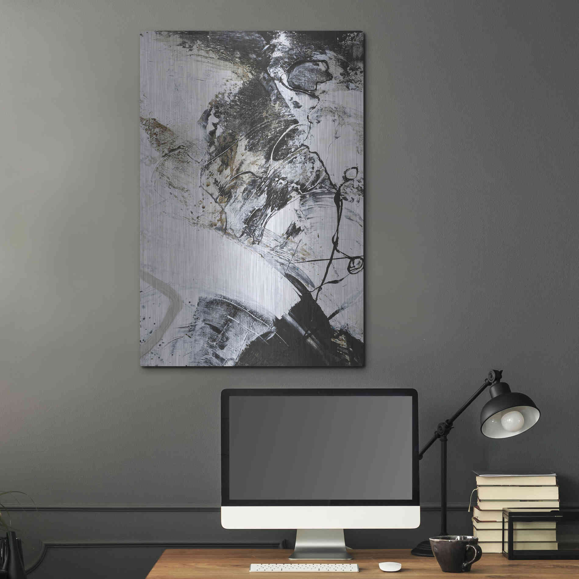 Luxe Metal Art 'Black and White 1' by Design Fabrikken, Metal Wall Art,24x36