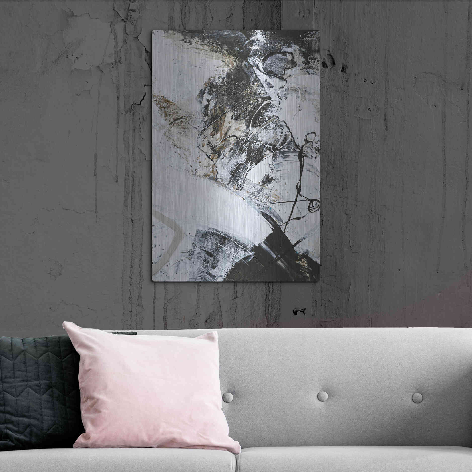 Luxe Metal Art 'Black and White 1' by Design Fabrikken, Metal Wall Art,24x36
