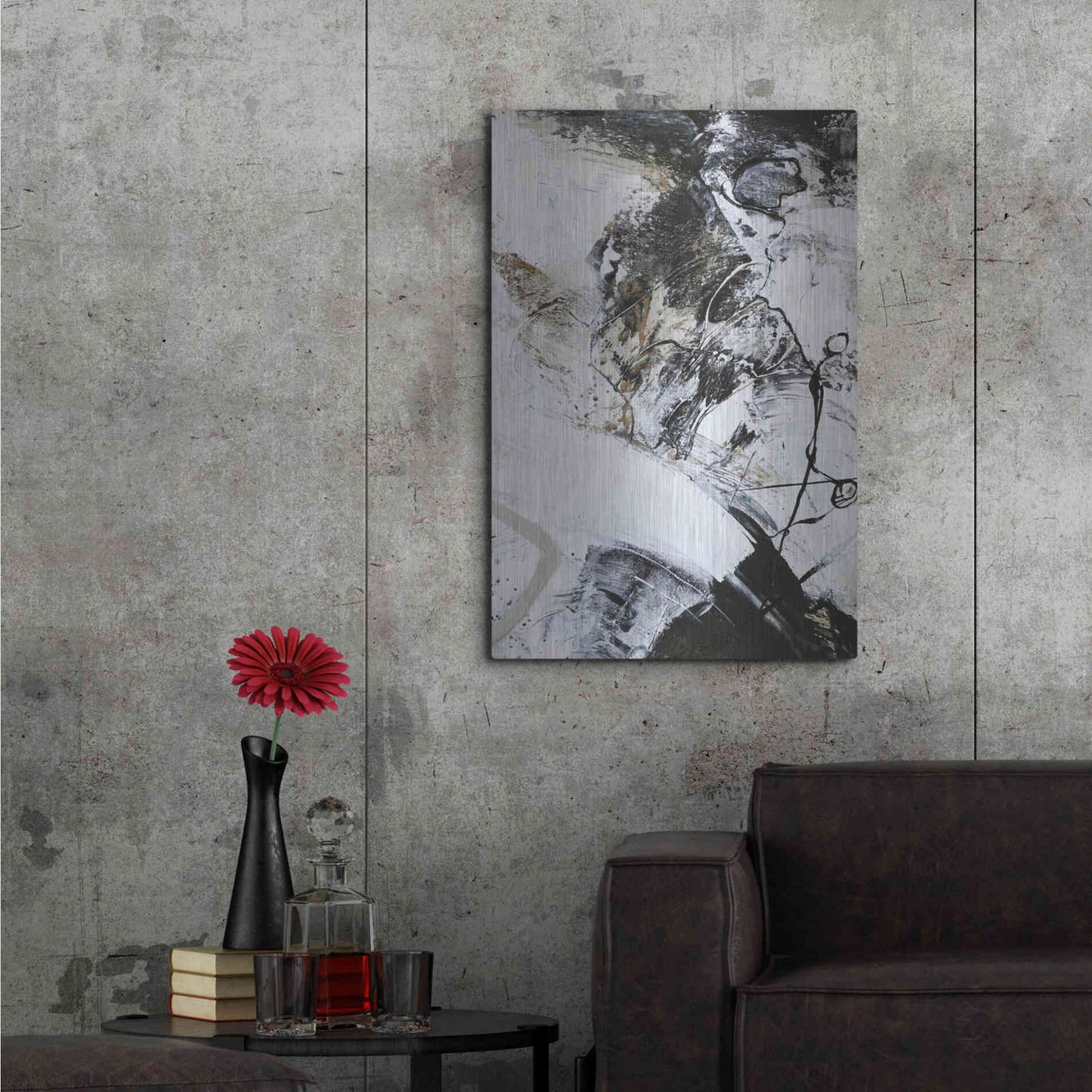 Luxe Metal Art 'Black and White 1' by Design Fabrikken, Metal Wall Art,24x36