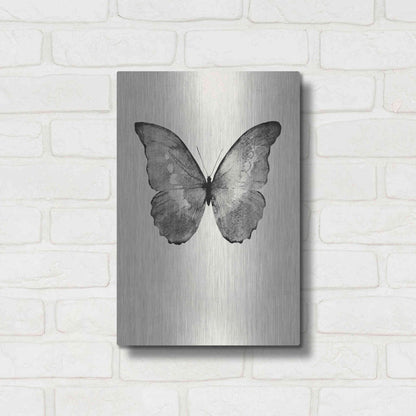 Luxe Metal Art 'Black Butterfly on Tan' by Design Fabrikken, Metal Wall Art,12x16