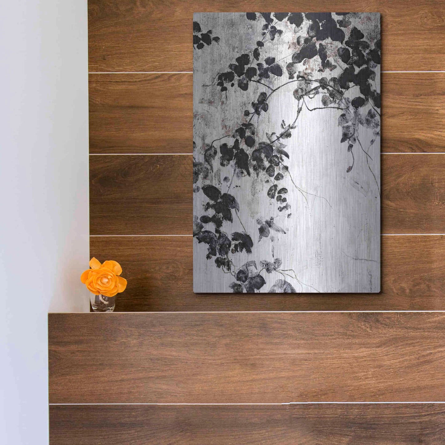 Luxe Metal Art 'Black Leaves' by Design Fabrikken, Metal Wall Art,12x16