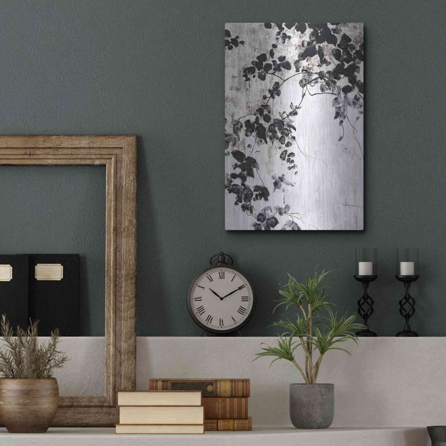 Luxe Metal Art 'Black Leaves' by Design Fabrikken, Metal Wall Art,12x16