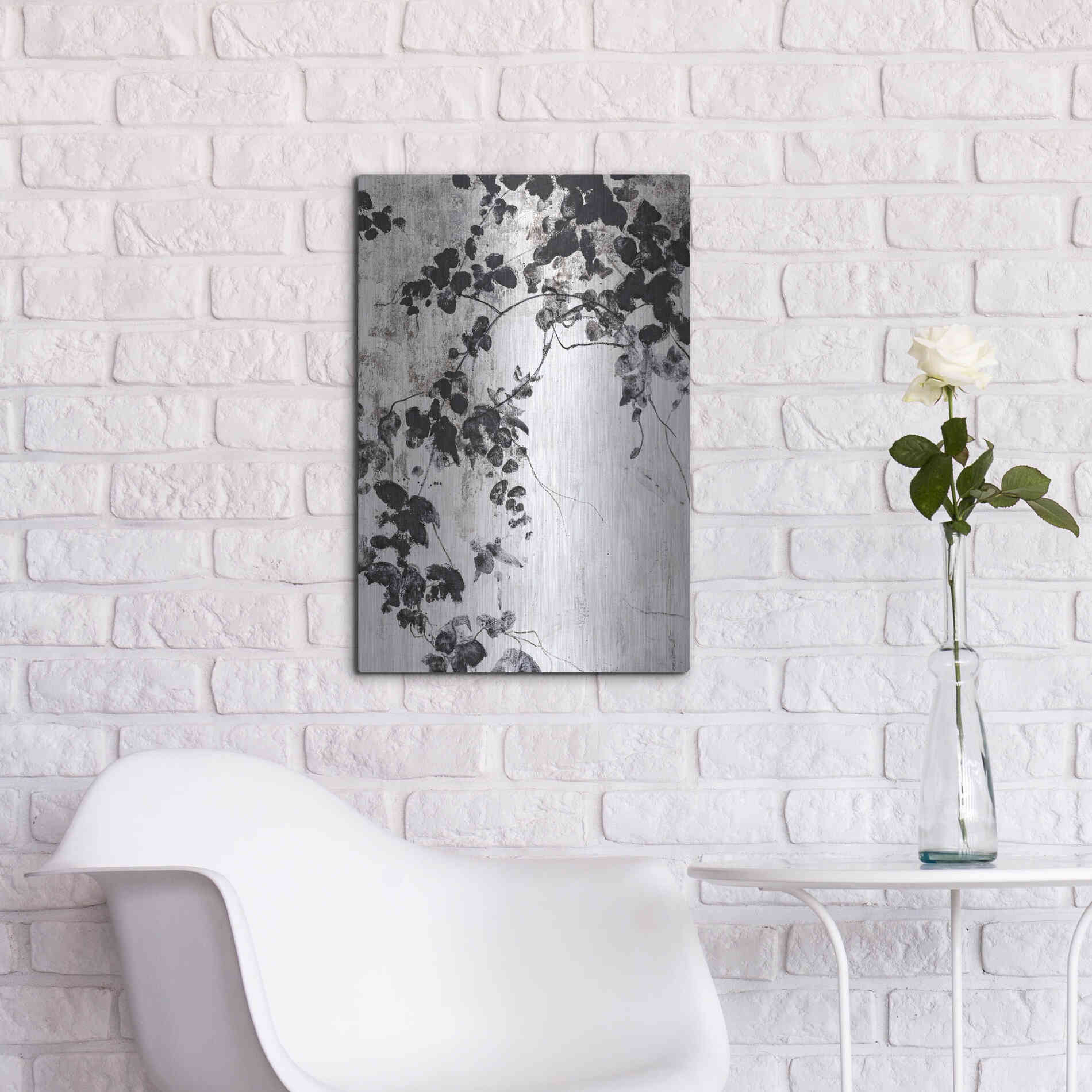 Luxe Metal Art 'Black Leaves' by Design Fabrikken, Metal Wall Art,16x24