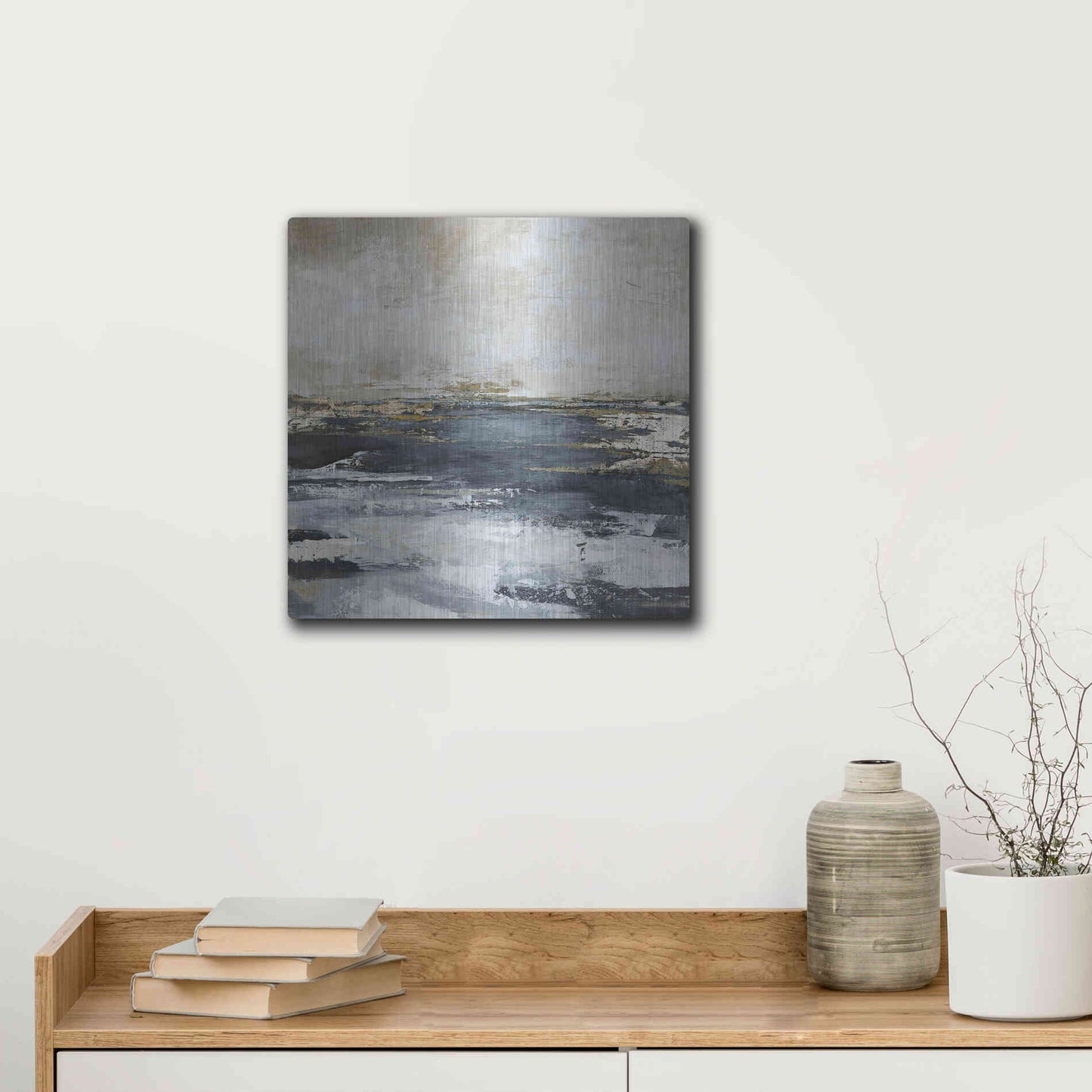 Luxe Metal Art 'Blue Bay' by Design Fabrikken, Metal Wall Art,12x12