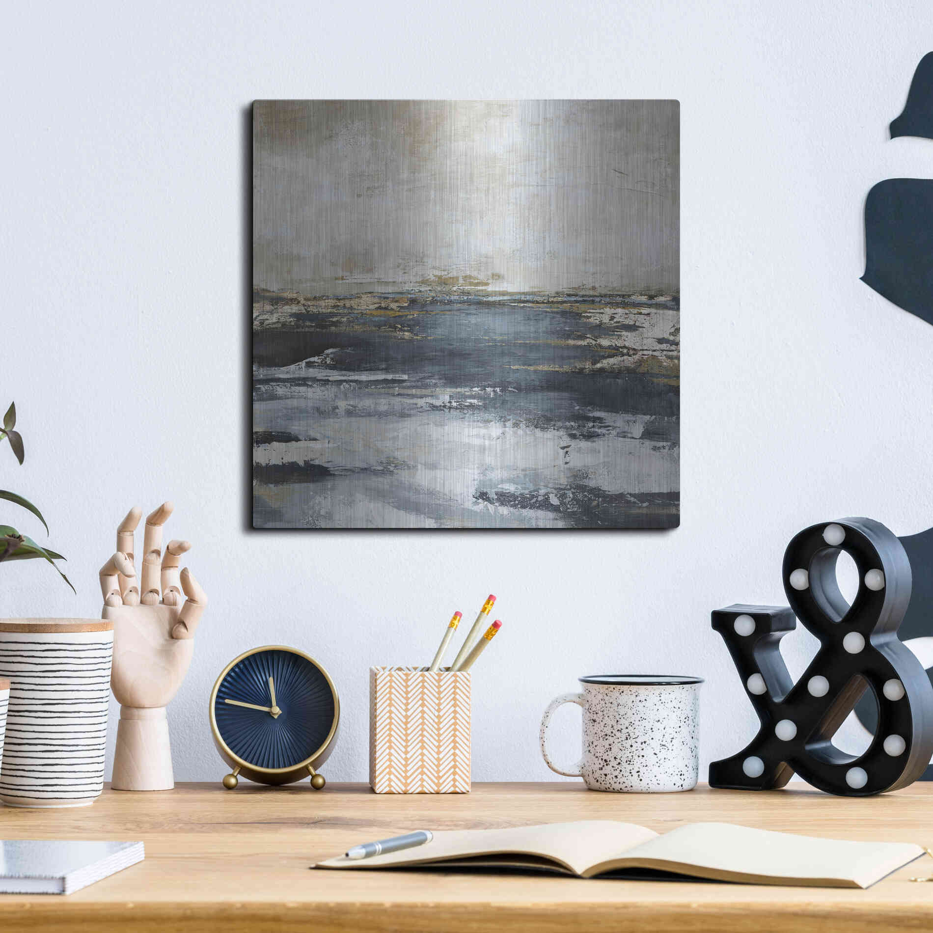 Luxe Metal Art 'Blue Bay' by Design Fabrikken, Metal Wall Art,12x12