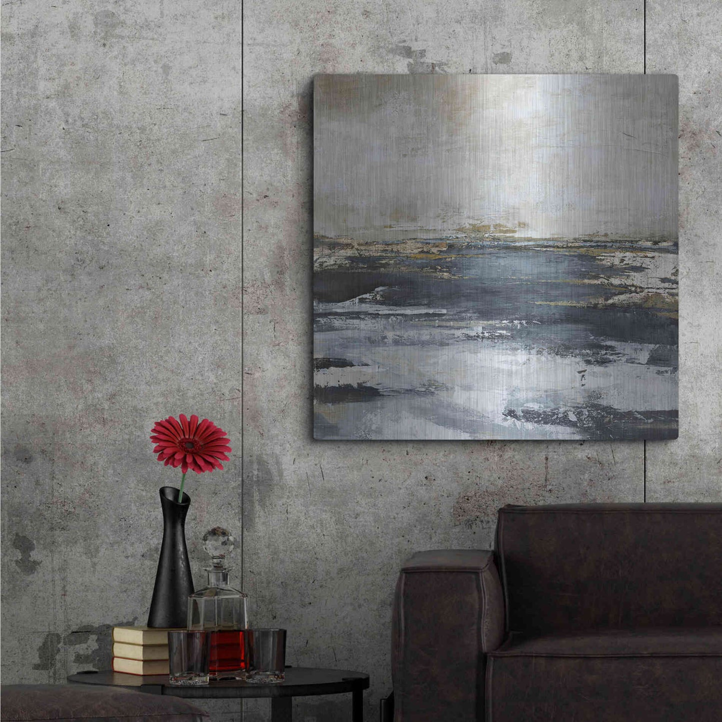 Luxe Metal Art 'Blue Bay' by Design Fabrikken, Metal Wall Art,36x36