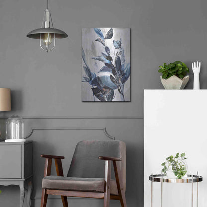 Luxe Metal Art 'Blue Leaves' by Design Fabrikken, Metal Wall Art,16x24