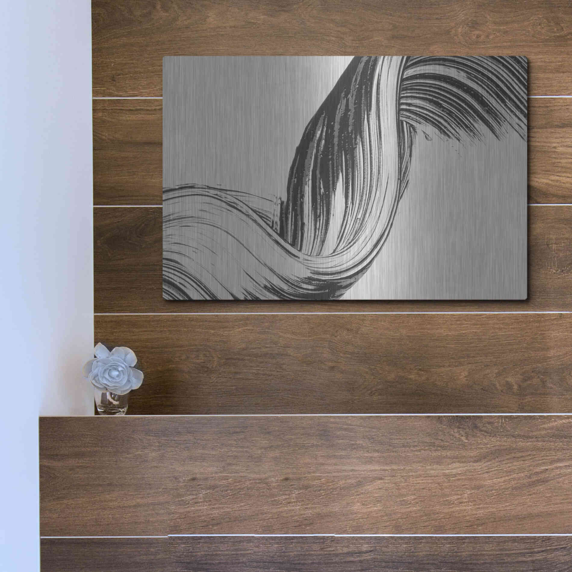 Luxe Metal Art 'Brushed 2' by Design Fabrikken, Metal Wall Art,16x12