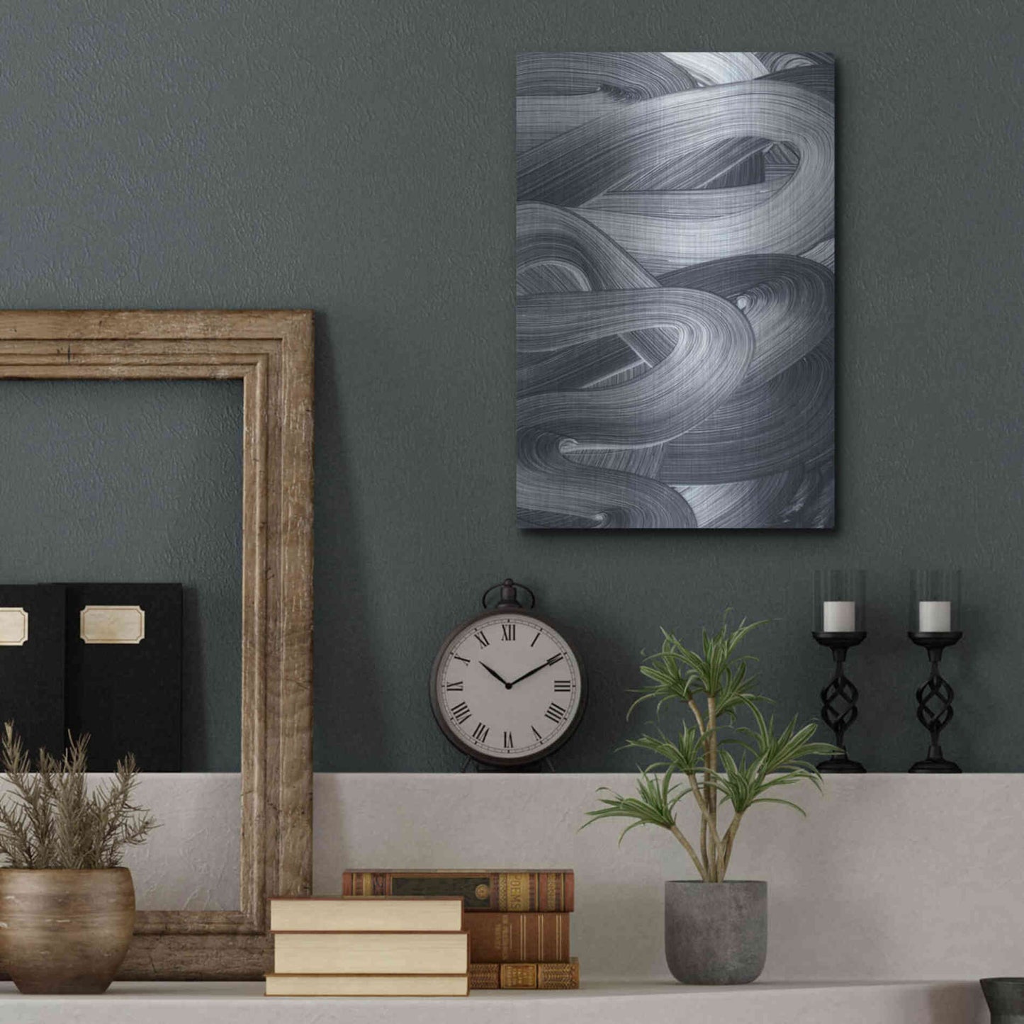 Luxe Metal Art 'Brushed 4' by Design Fabrikken, Metal Wall Art,12x16