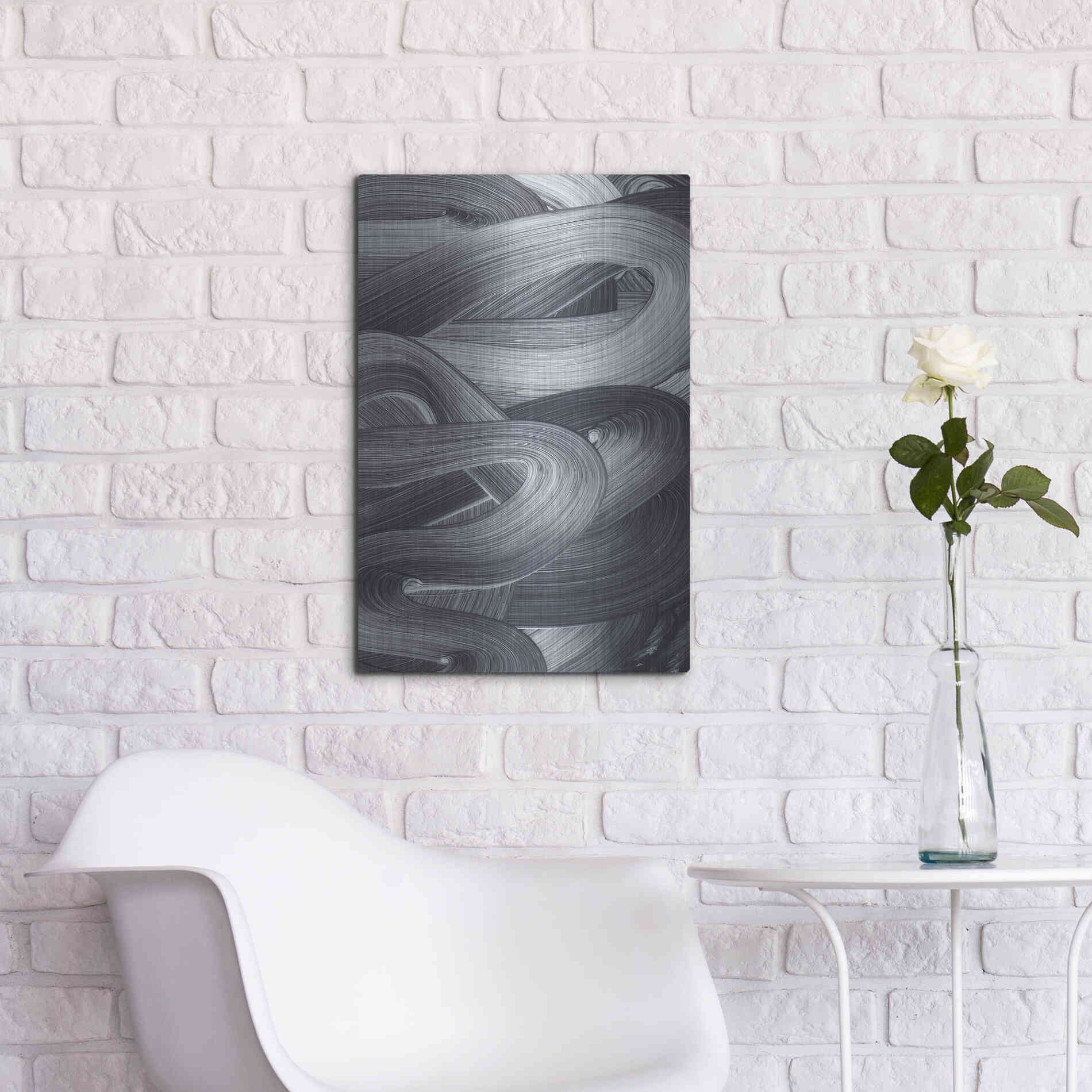 Luxe Metal Art 'Brushed 4' by Design Fabrikken, Metal Wall Art,16x24