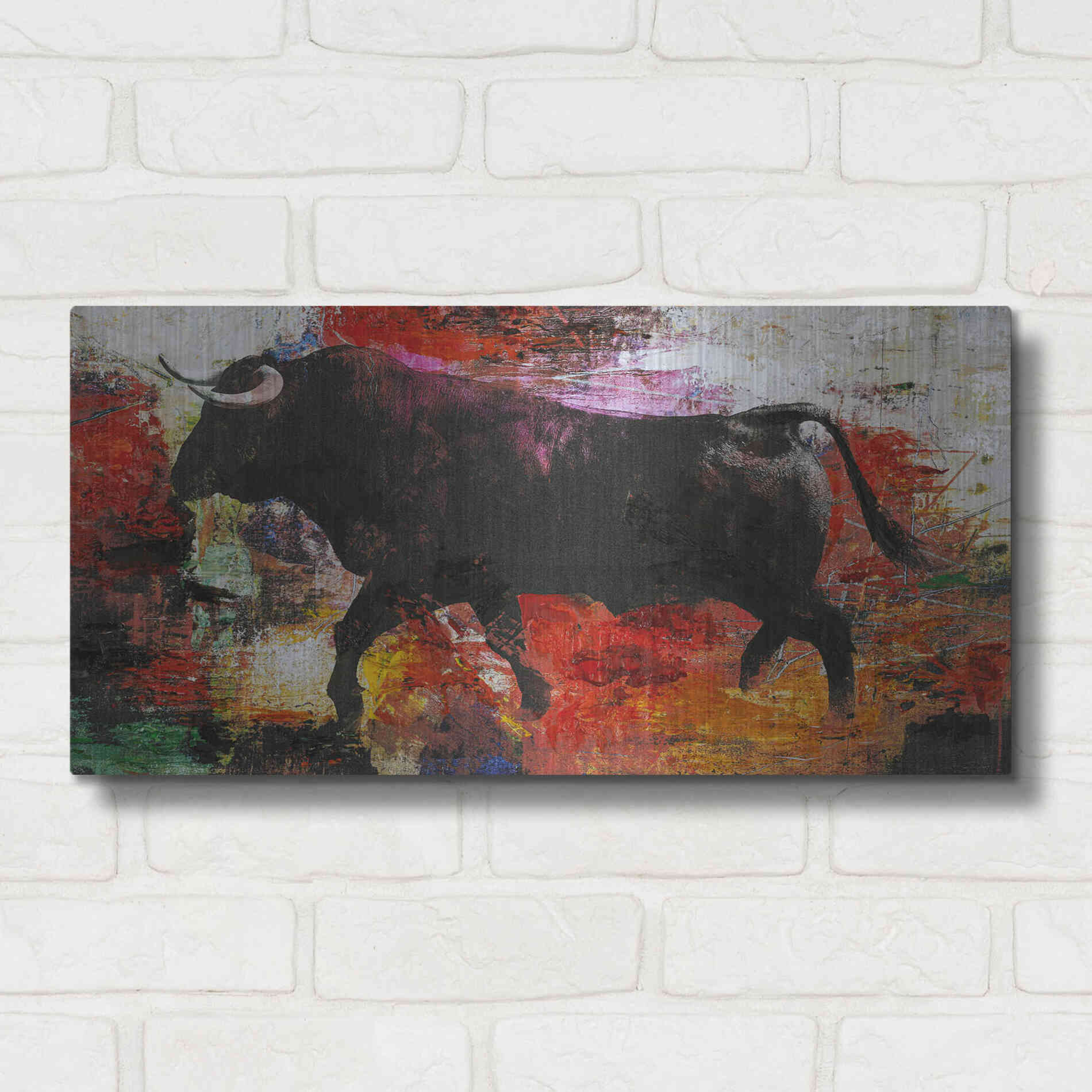 Luxe Metal Art 'Bull' by Design Fabrikken, Metal Wall Art,24x12