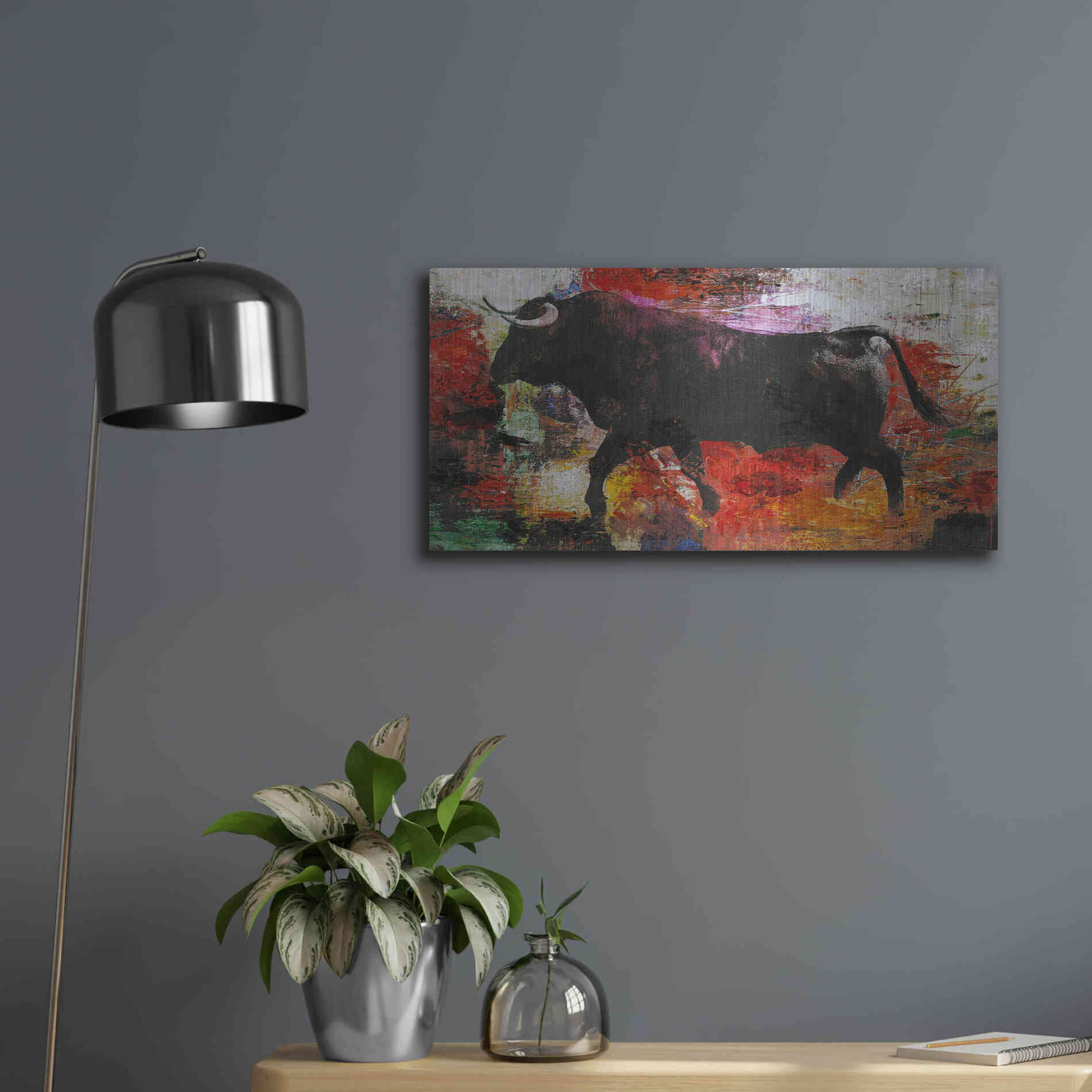 Luxe Metal Art 'Bull' by Design Fabrikken, Metal Wall Art,24x12