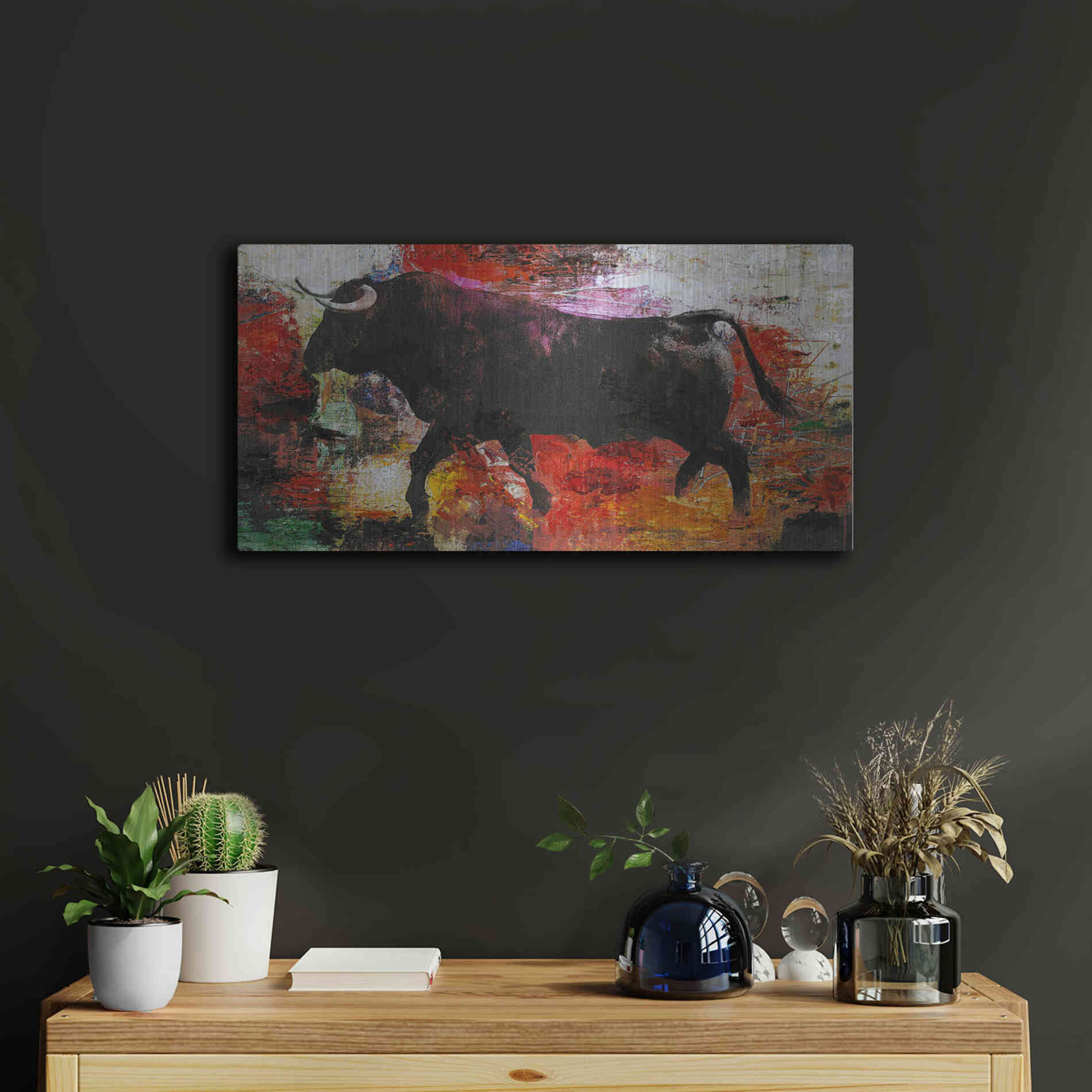 Luxe Metal Art 'Bull' by Design Fabrikken, Metal Wall Art,24x12