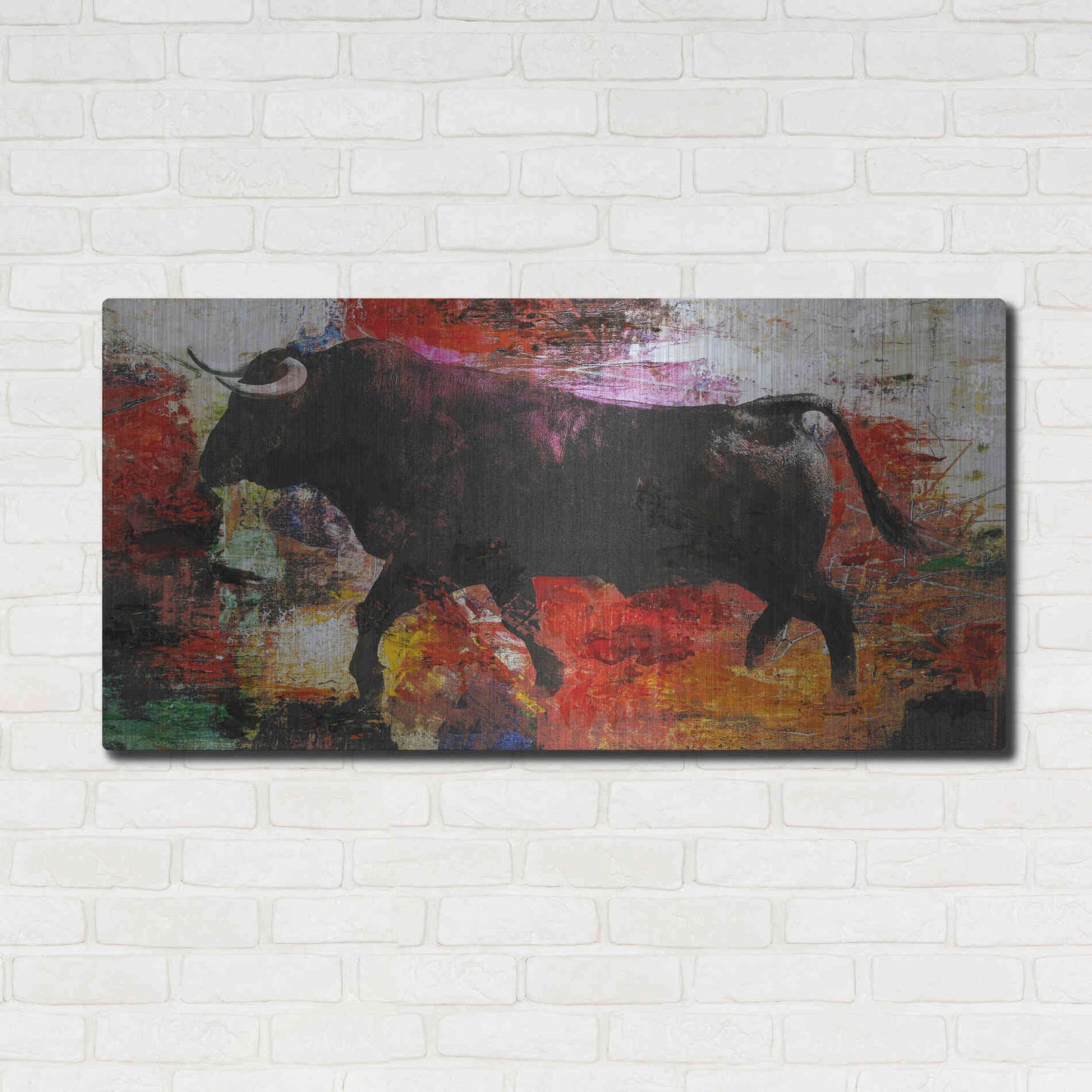 Luxe Metal Art 'Bull' by Design Fabrikken, Metal Wall Art,48x24