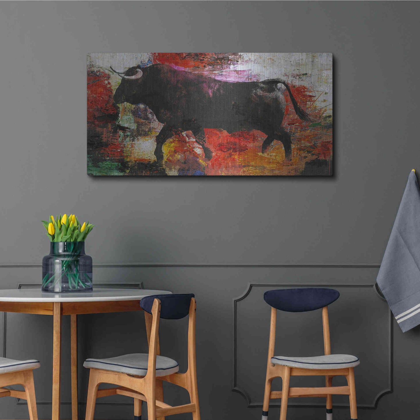 Luxe Metal Art 'Bull' by Design Fabrikken, Metal Wall Art,48x24