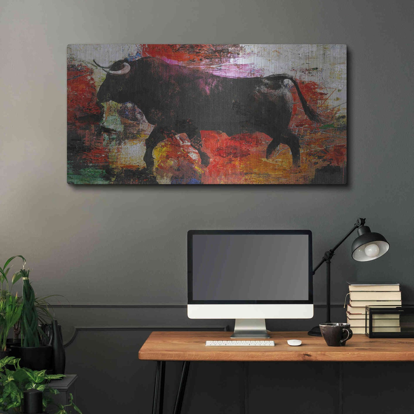 Luxe Metal Art 'Bull' by Design Fabrikken, Metal Wall Art,48x24