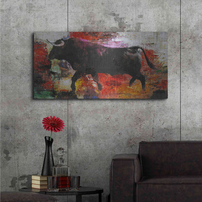 Luxe Metal Art 'Bull' by Design Fabrikken, Metal Wall Art,48x24