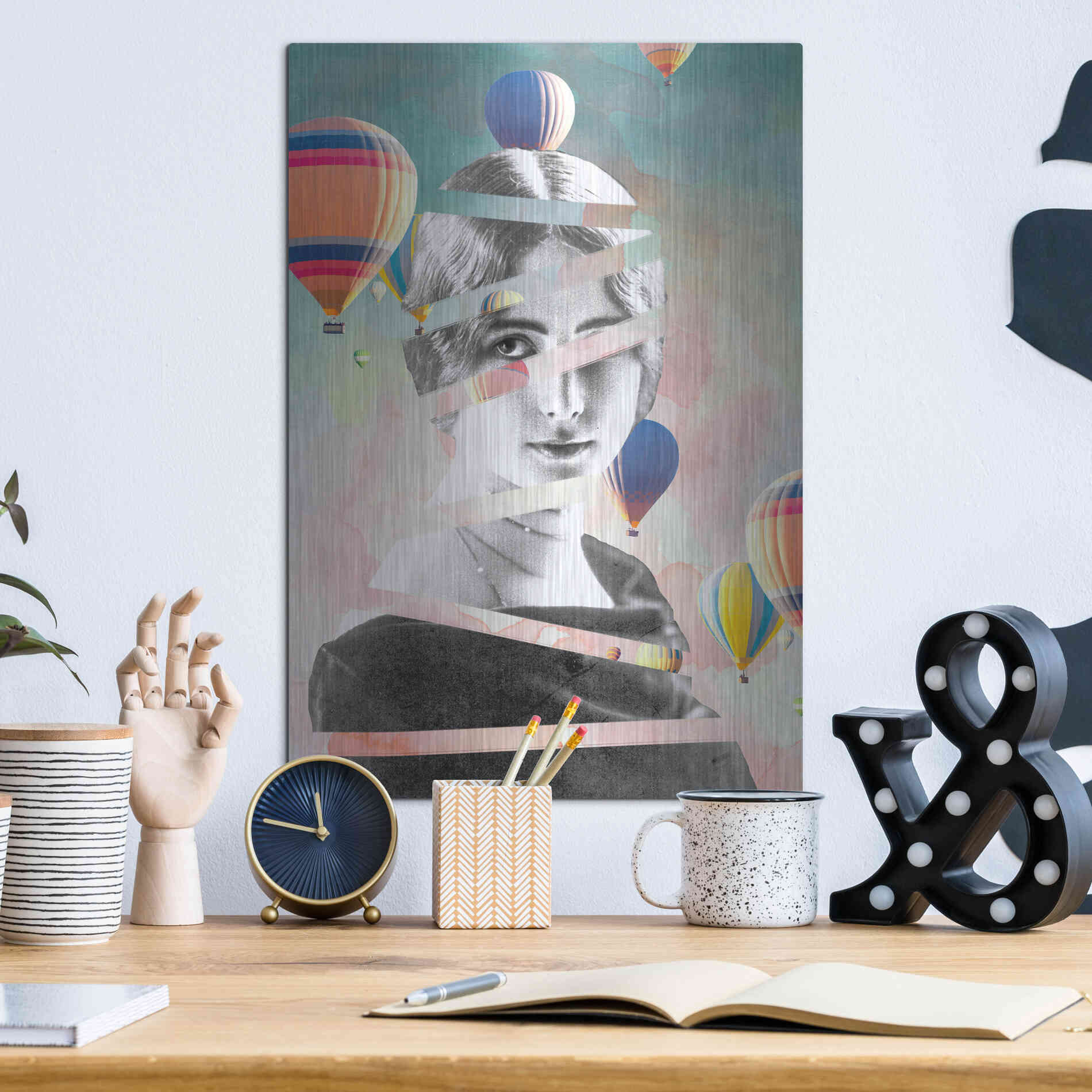 Luxe Metal Art 'Cleo De Merode Baloons' by Design Fabrikken, Metal Wall Art,12x16