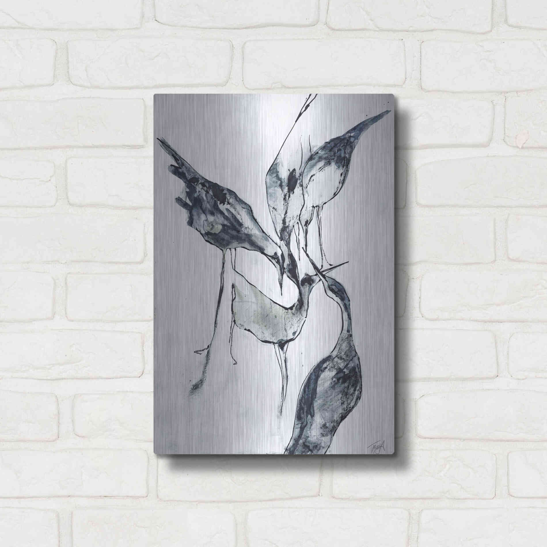 Luxe Metal Art 'Crane 2' by Design Fabrikken, Metal Wall Art,12x16