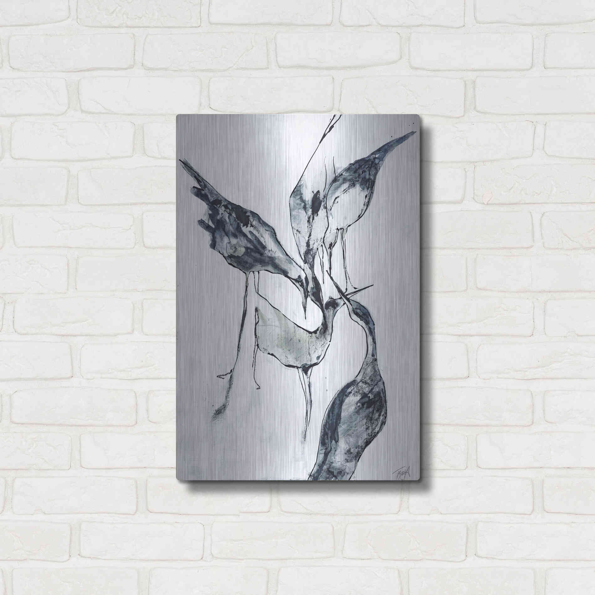 Luxe Metal Art 'Crane 2' by Design Fabrikken, Metal Wall Art,16x24