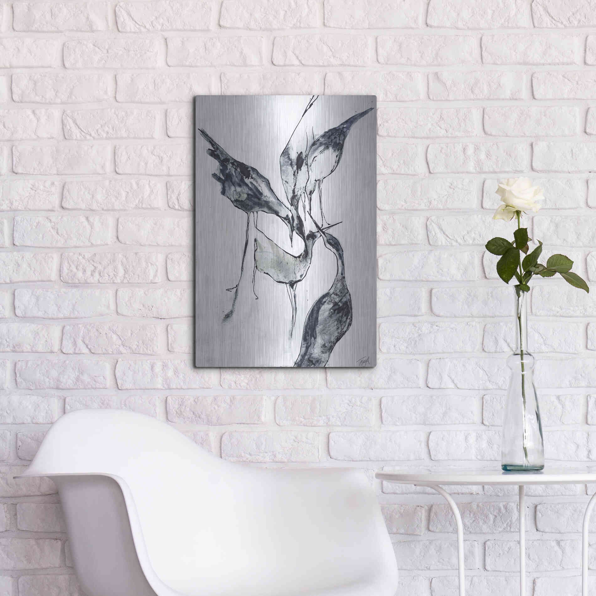 Luxe Metal Art 'Crane 2' by Design Fabrikken, Metal Wall Art,16x24