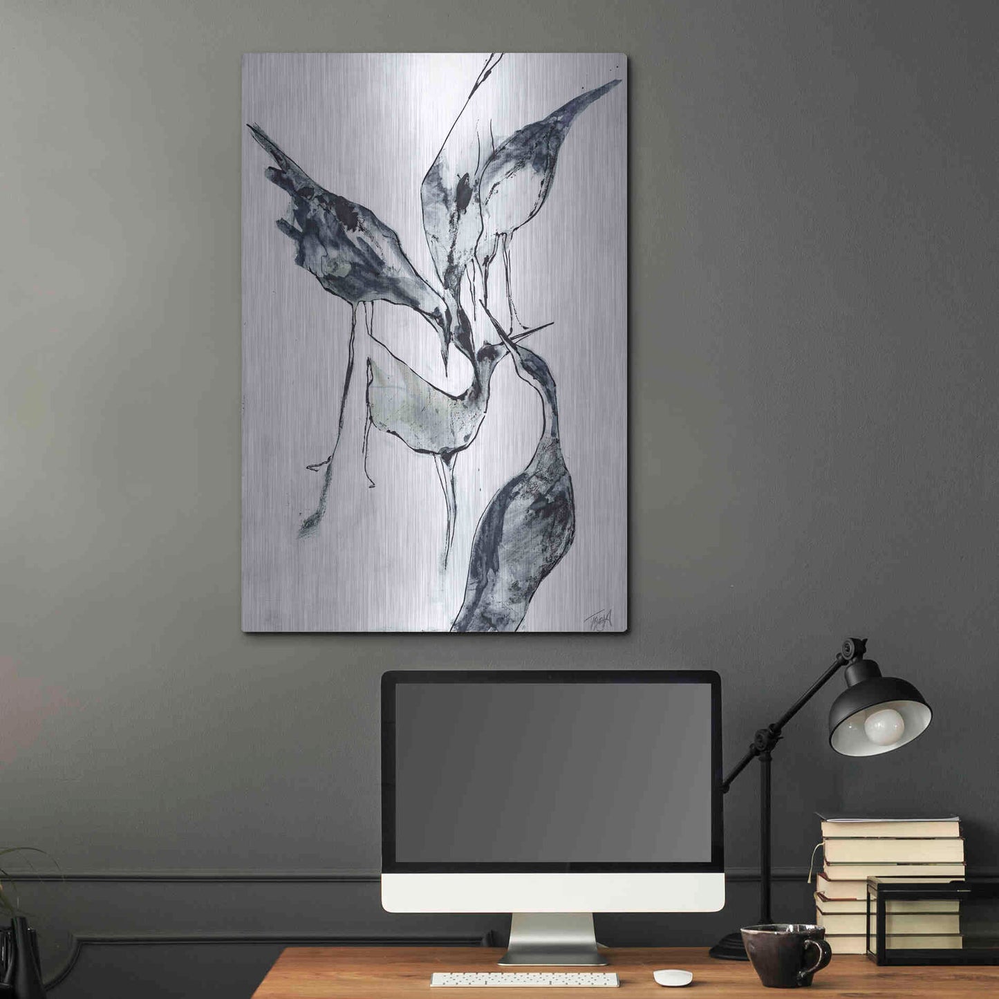 Luxe Metal Art 'Crane 2' by Design Fabrikken, Metal Wall Art,24x36
