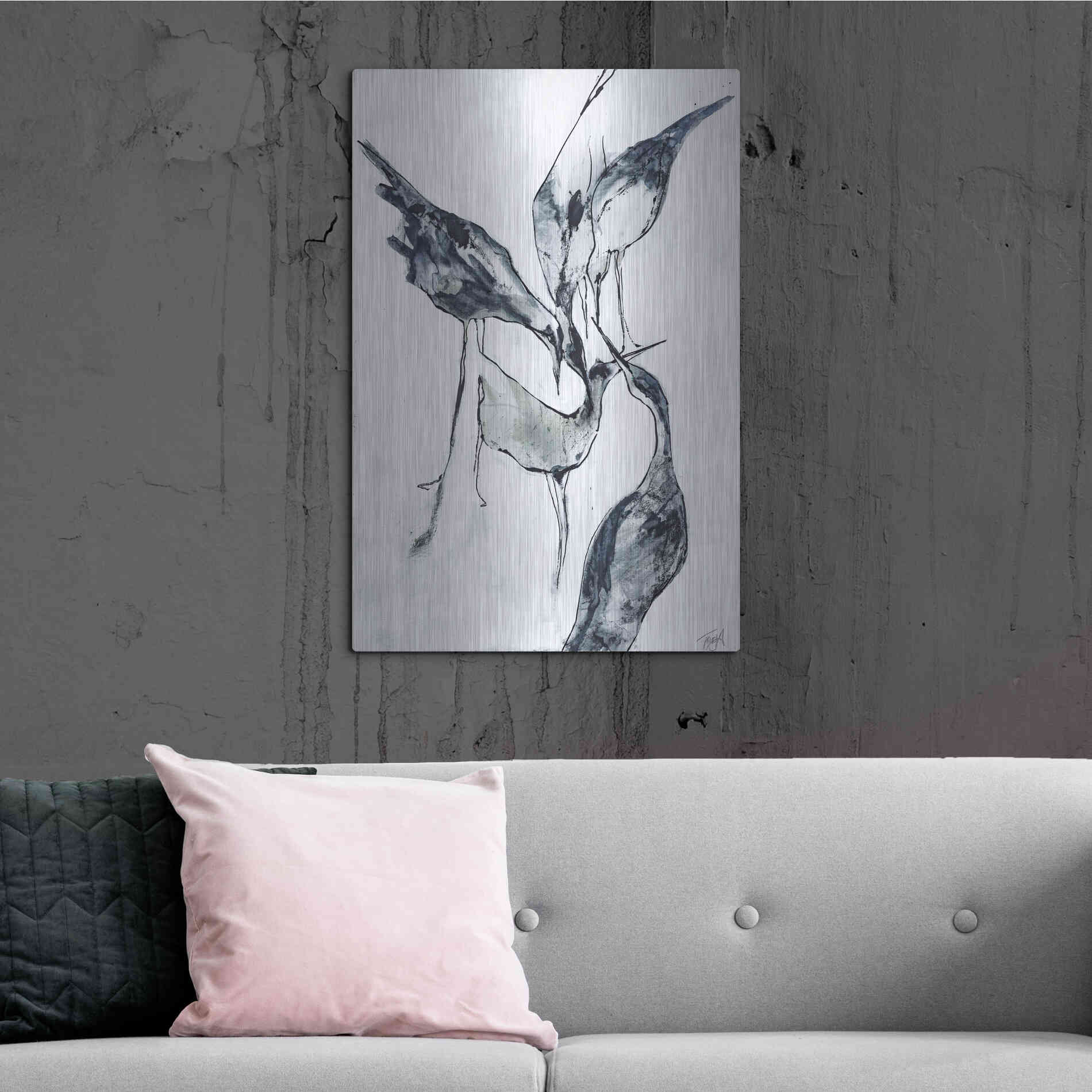 Luxe Metal Art 'Crane 2' by Design Fabrikken, Metal Wall Art,24x36