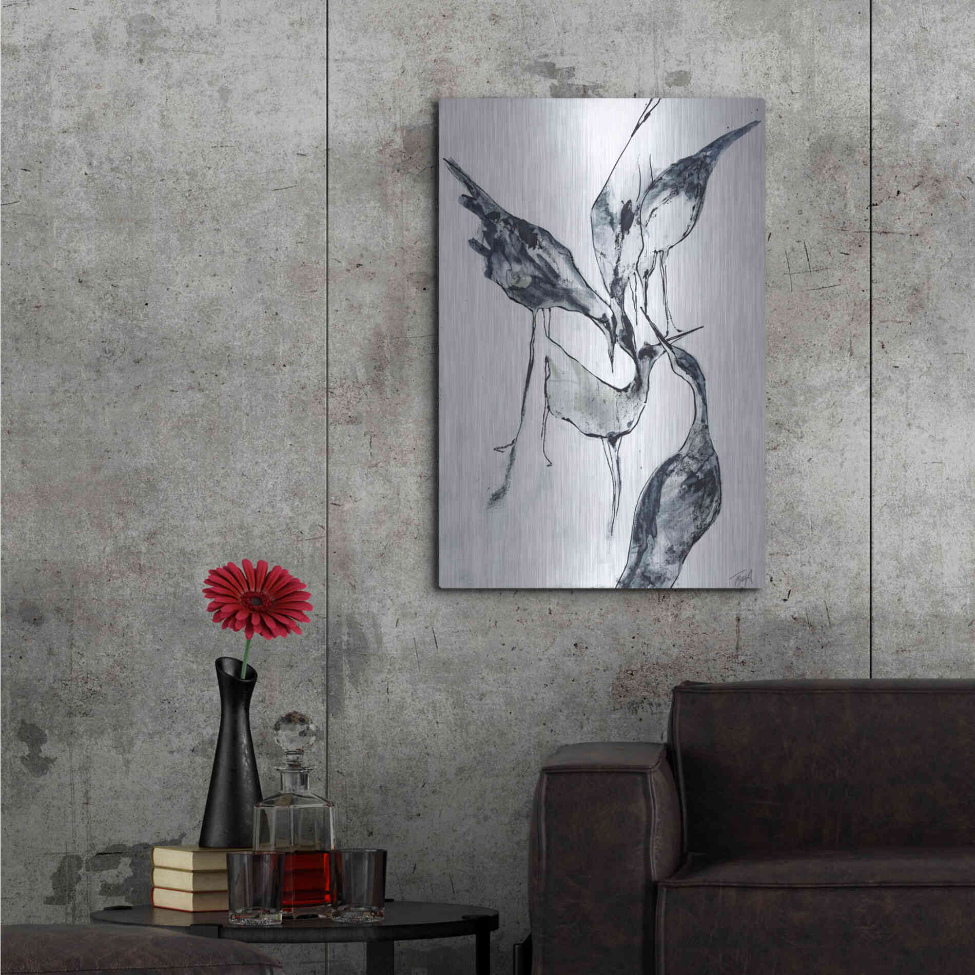 Luxe Metal Art 'Crane 2' by Design Fabrikken, Metal Wall Art,24x36