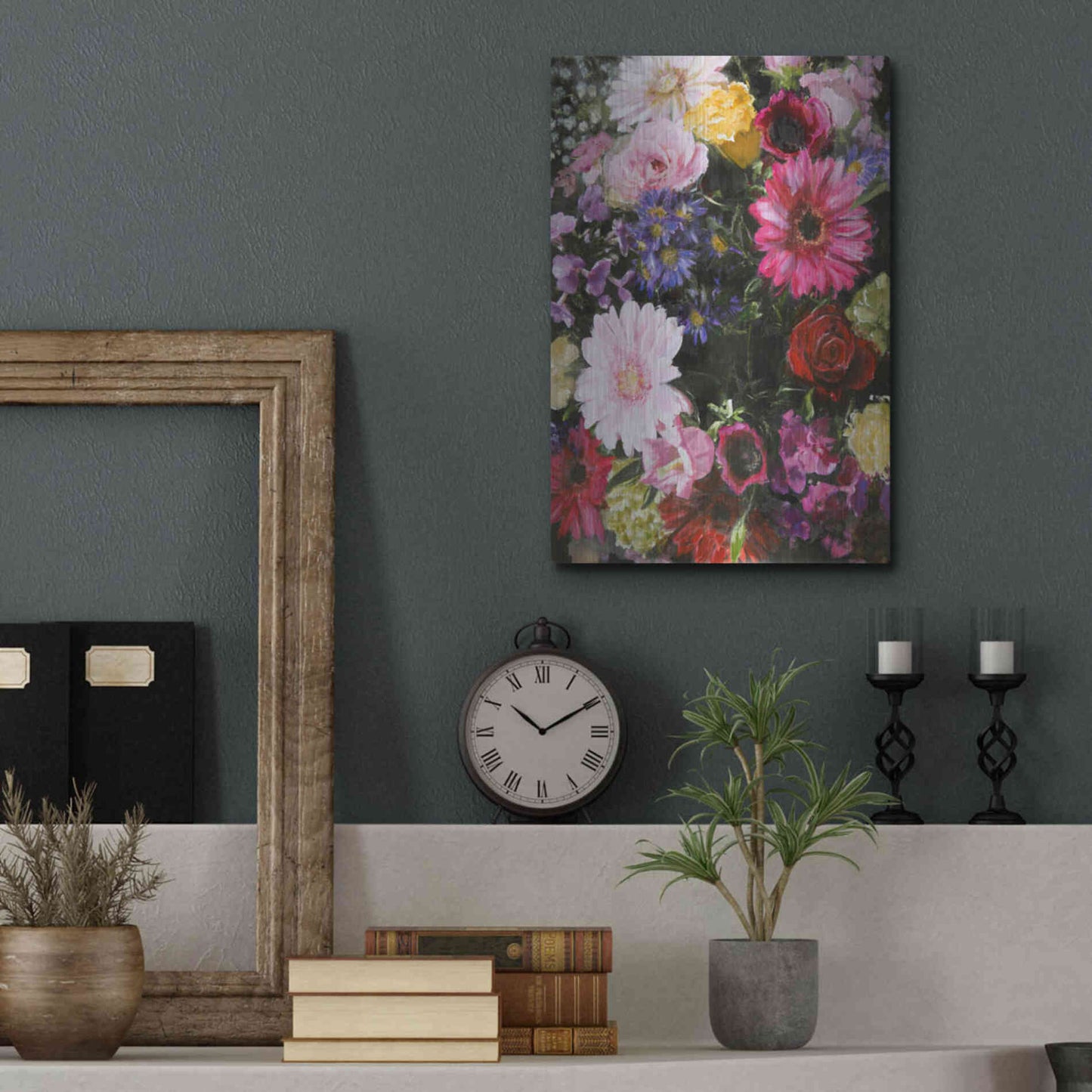 Luxe Metal Art 'Dark Blossom' by Design Fabrikken, Metal Wall Art,12x16