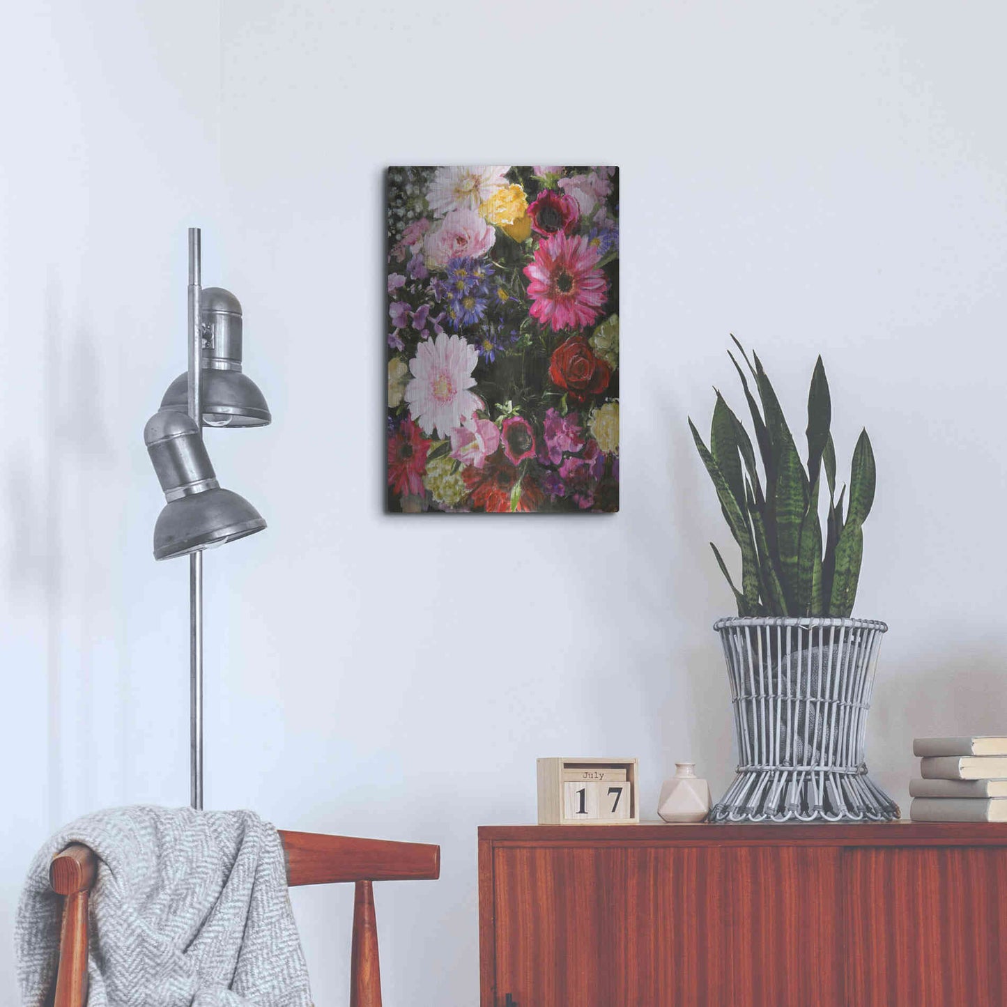 Luxe Metal Art 'Dark Blossom' by Design Fabrikken, Metal Wall Art,16x24