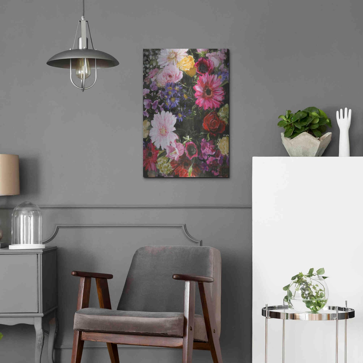 Luxe Metal Art 'Dark Blossom' by Design Fabrikken, Metal Wall Art,16x24