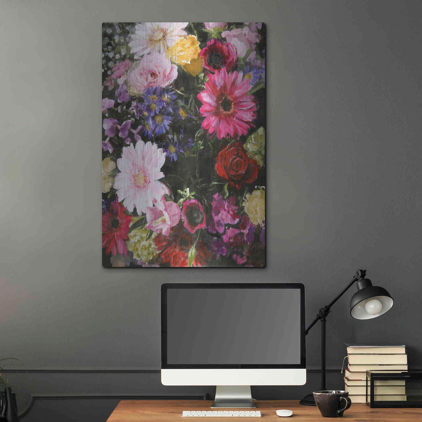 Luxe Metal Art 'Dark Blossom' by Design Fabrikken, Metal Wall Art,24x36