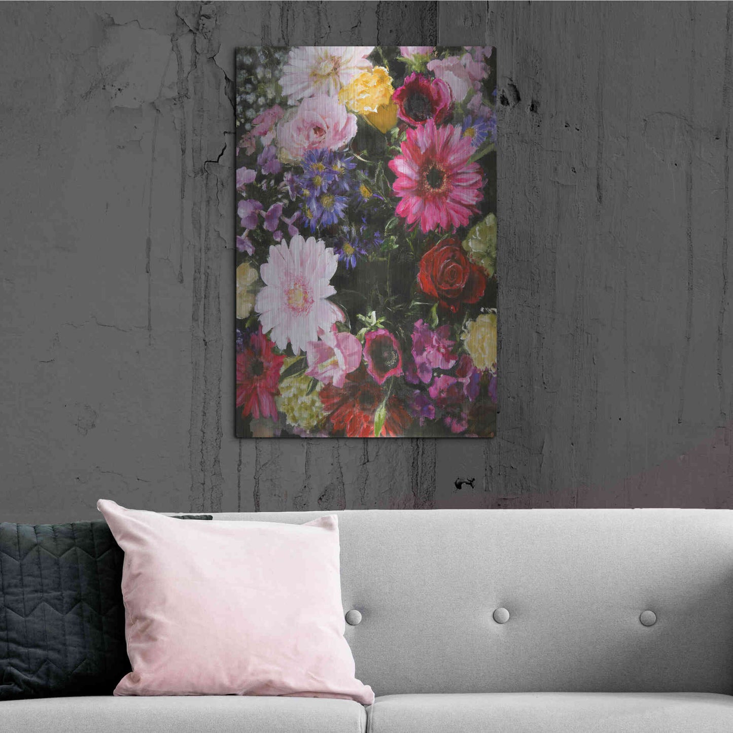 Luxe Metal Art 'Dark Blossom' by Design Fabrikken, Metal Wall Art,24x36