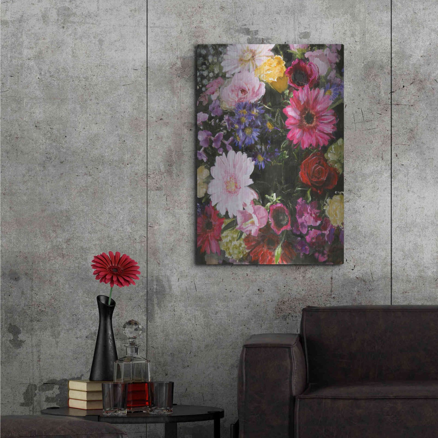 Luxe Metal Art 'Dark Blossom' by Design Fabrikken, Metal Wall Art,24x36