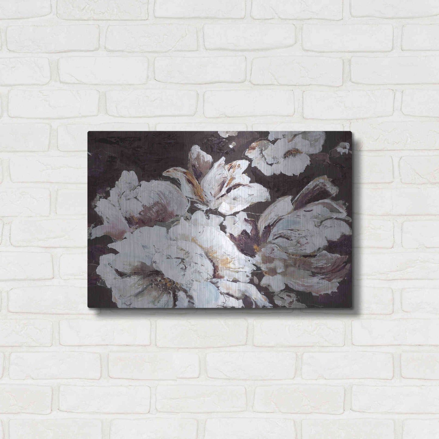 Luxe Metal Art 'Dark Flower' by Design Fabrikken, Metal Wall Art,24x16