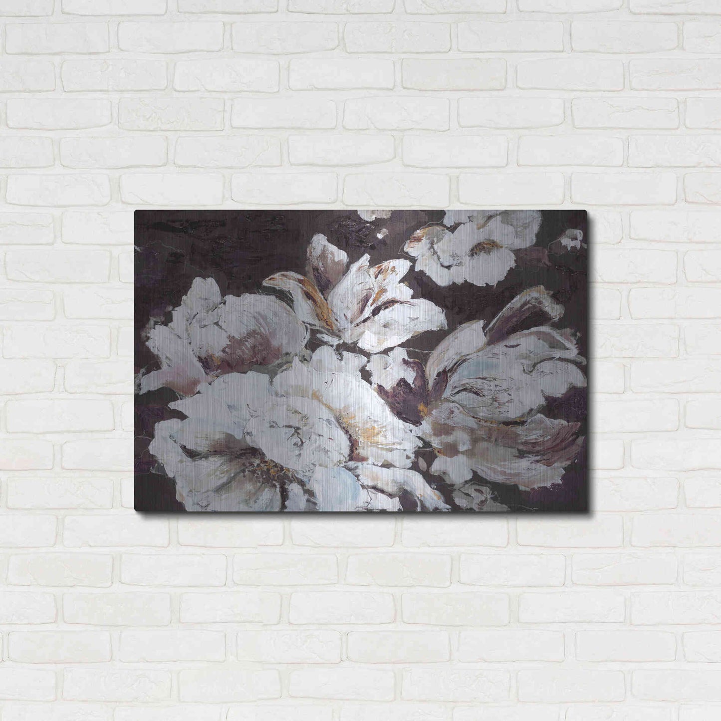 Luxe Metal Art 'Dark Flower' by Design Fabrikken, Metal Wall Art,36x24