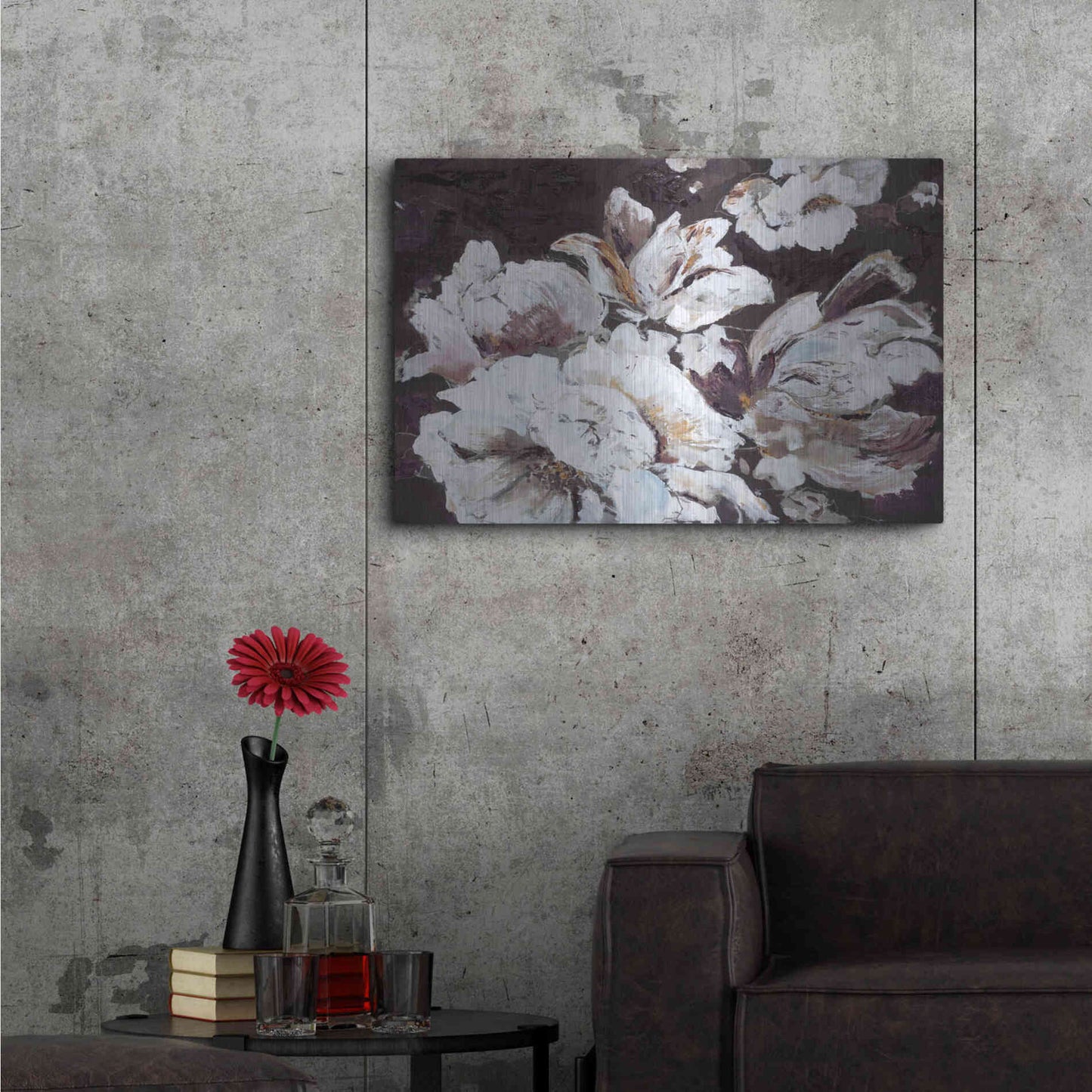 Luxe Metal Art 'Dark Flower' by Design Fabrikken, Metal Wall Art,36x24