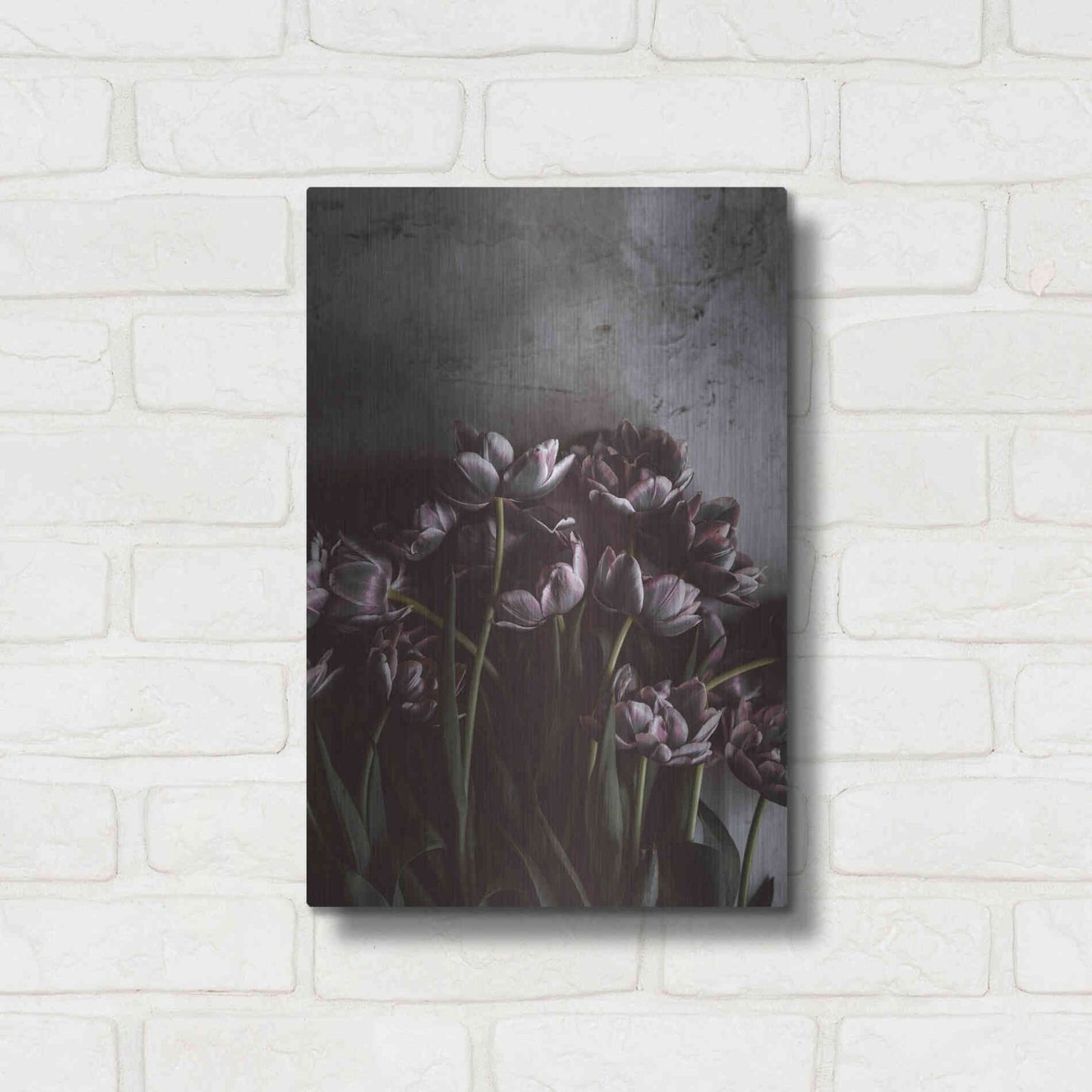 Luxe Metal Art 'Dark Tulips' by Design Fabrikken, Metal Wall Art,12x16