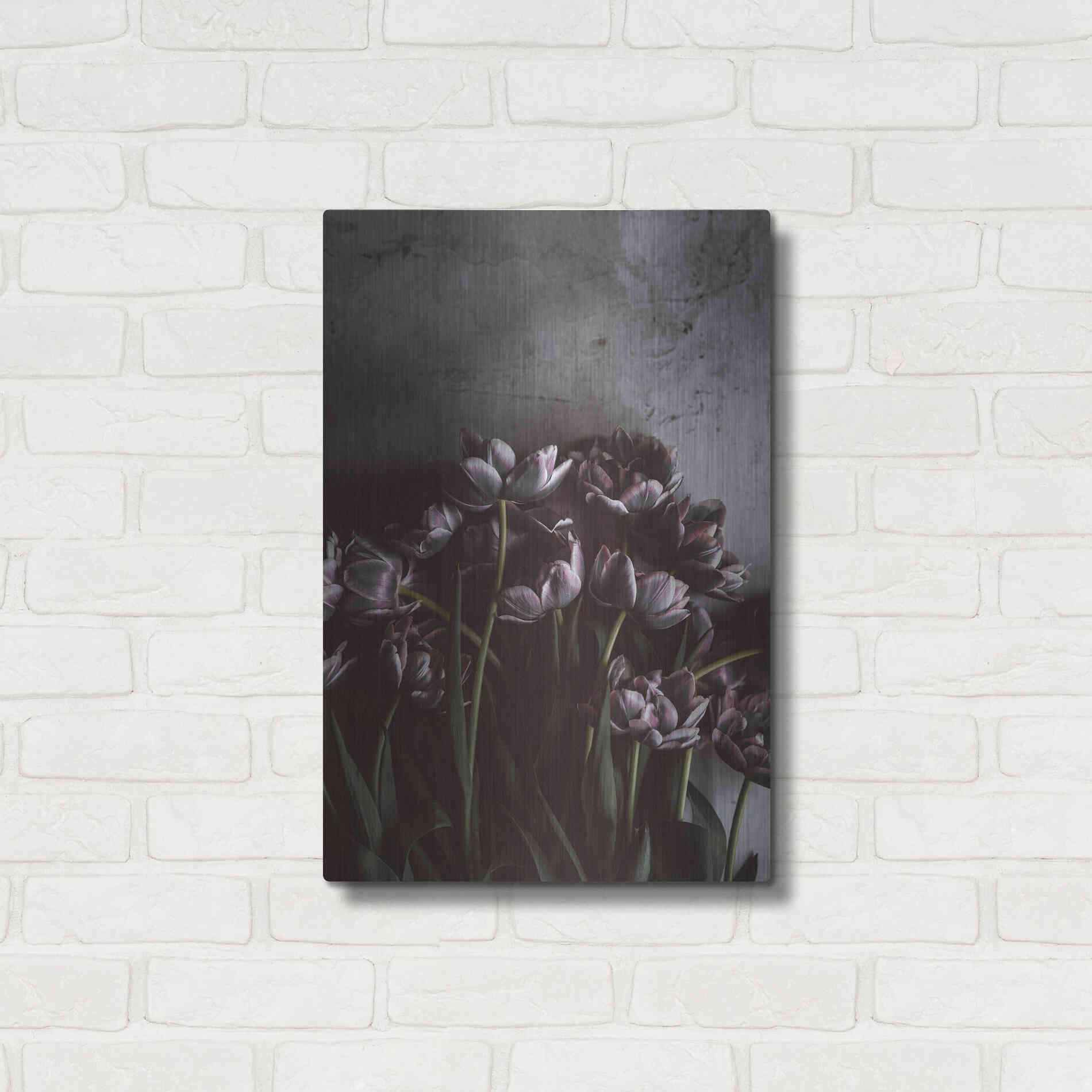 Luxe Metal Art 'Dark Tulips' by Design Fabrikken, Metal Wall Art,16x24