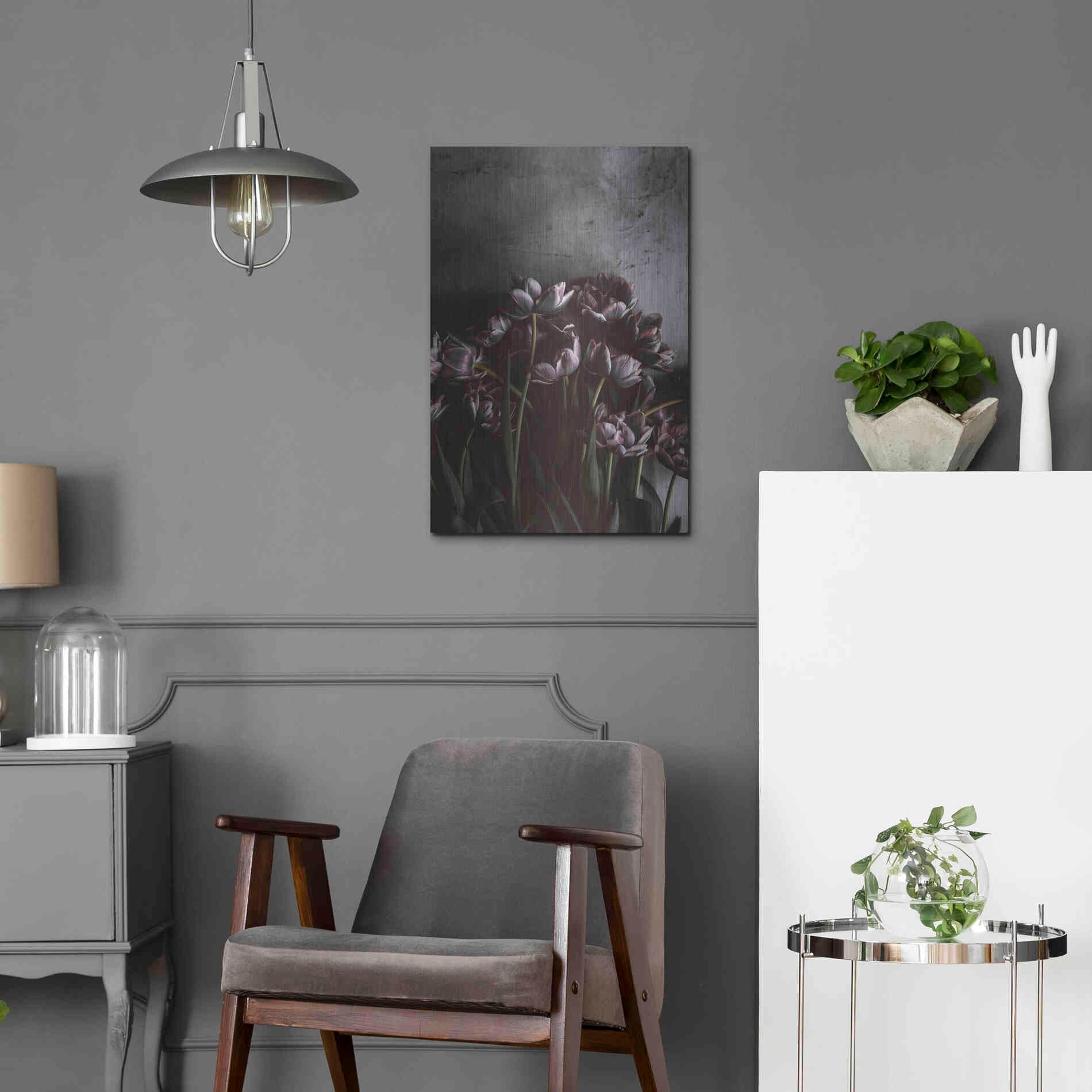 Luxe Metal Art 'Dark Tulips' by Design Fabrikken, Metal Wall Art,16x24