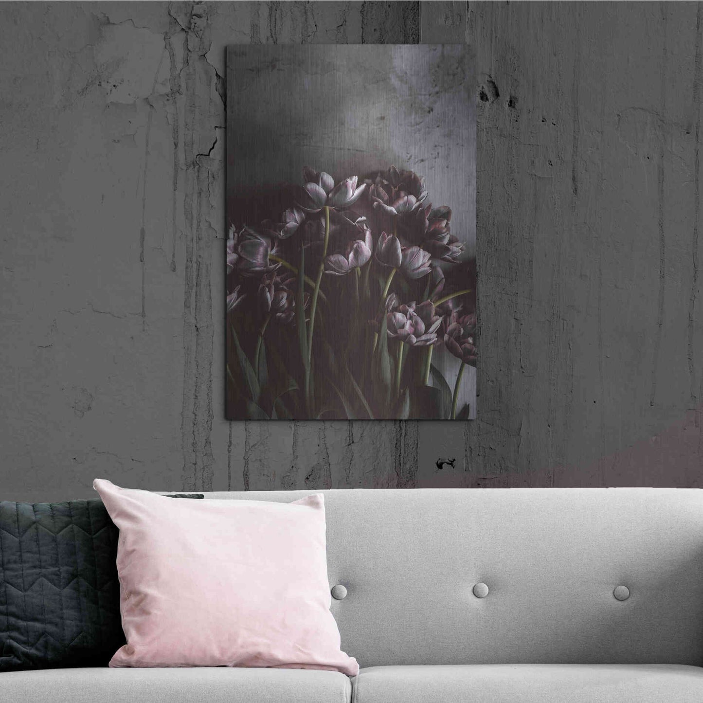 Luxe Metal Art 'Dark Tulips' by Design Fabrikken, Metal Wall Art,24x36