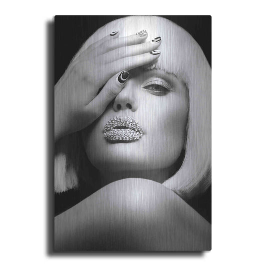 Luxe Metal Art 'Diamond Lips BW' by Design Fabrikken, Metal Wall Art