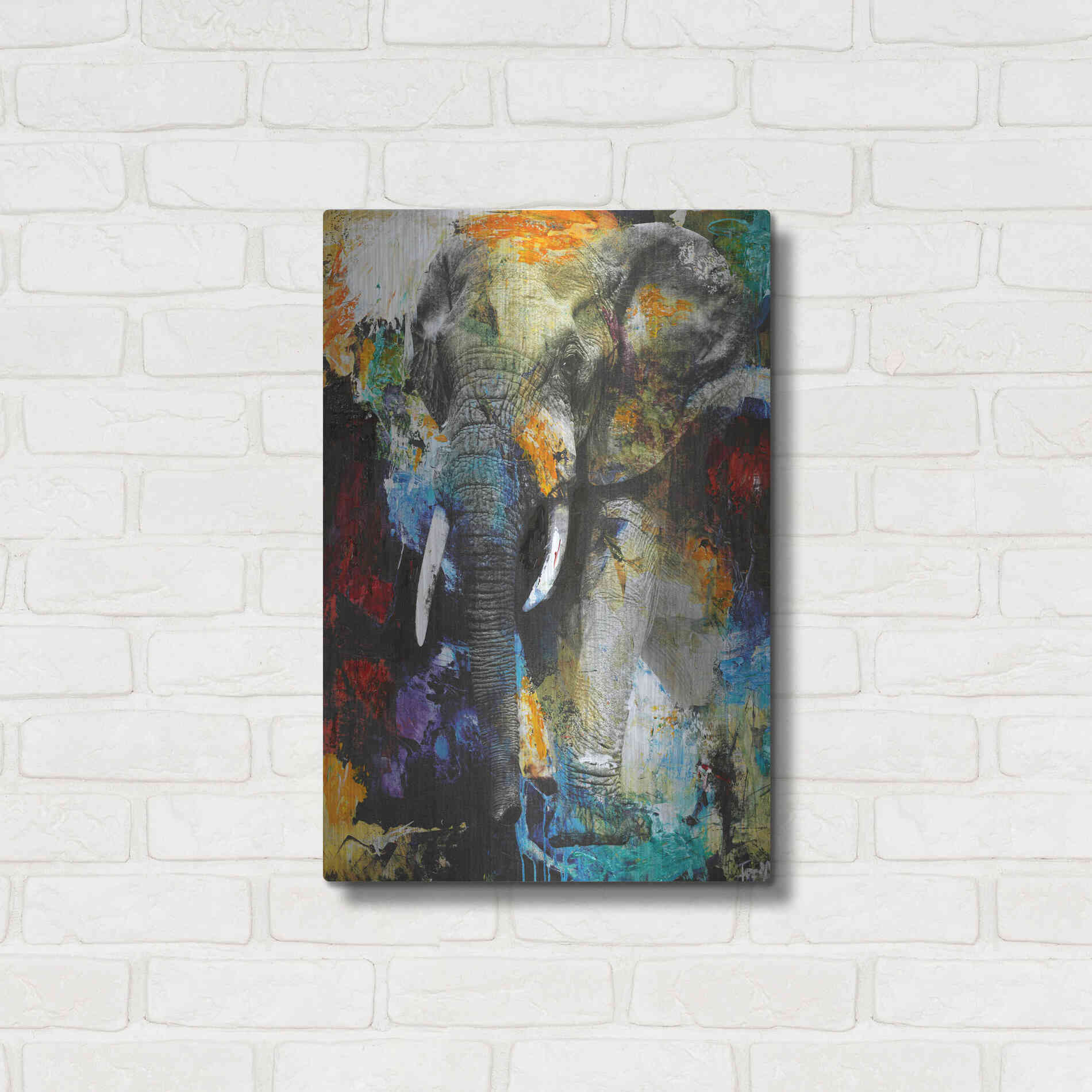 Luxe Metal Art 'Elephant' by Design Fabrikken, Metal Wall Art,16x24