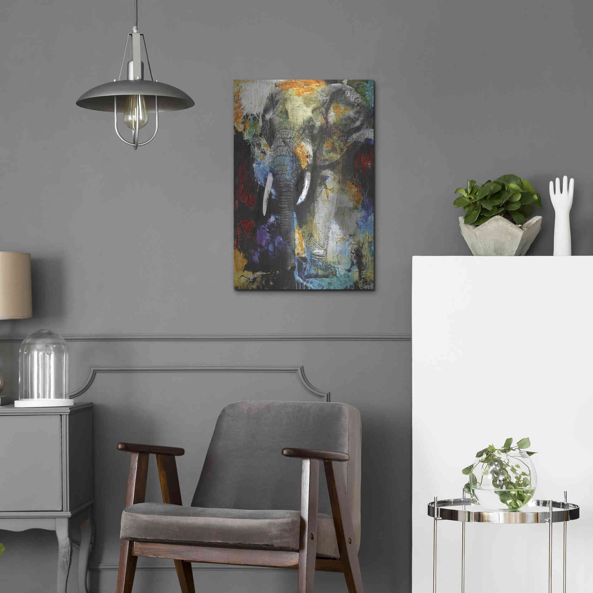 Luxe Metal Art 'Elephant' by Design Fabrikken, Metal Wall Art,16x24