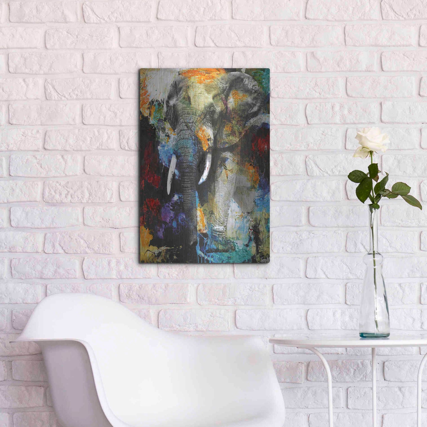 Luxe Metal Art 'Elephant' by Design Fabrikken, Metal Wall Art,16x24