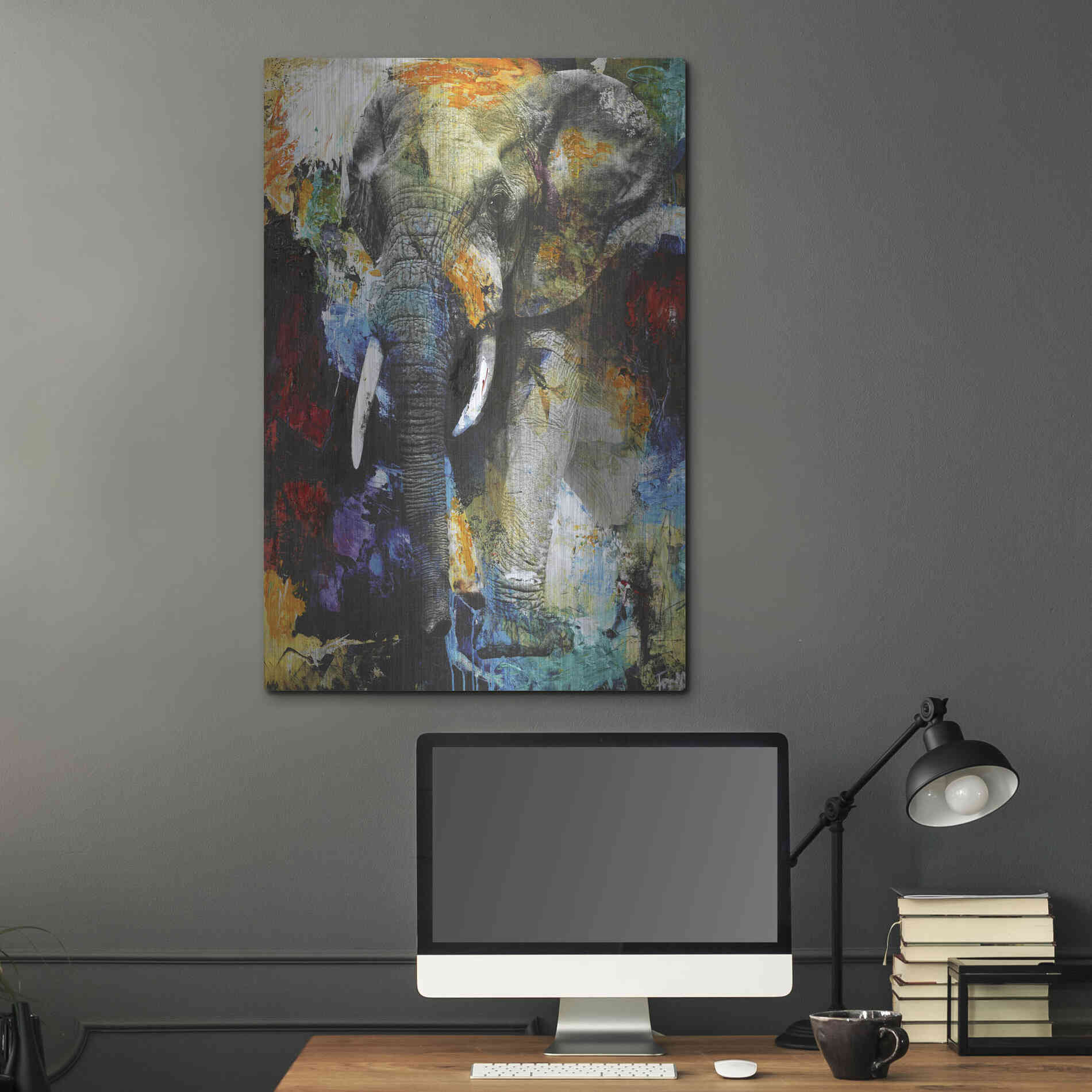 Luxe Metal Art 'Elephant' by Design Fabrikken, Metal Wall Art,24x36