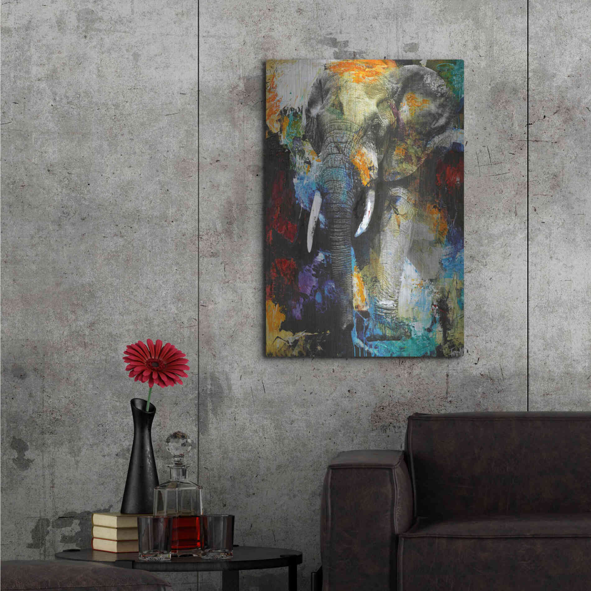 Luxe Metal Art 'Elephant' by Design Fabrikken, Metal Wall Art,24x36