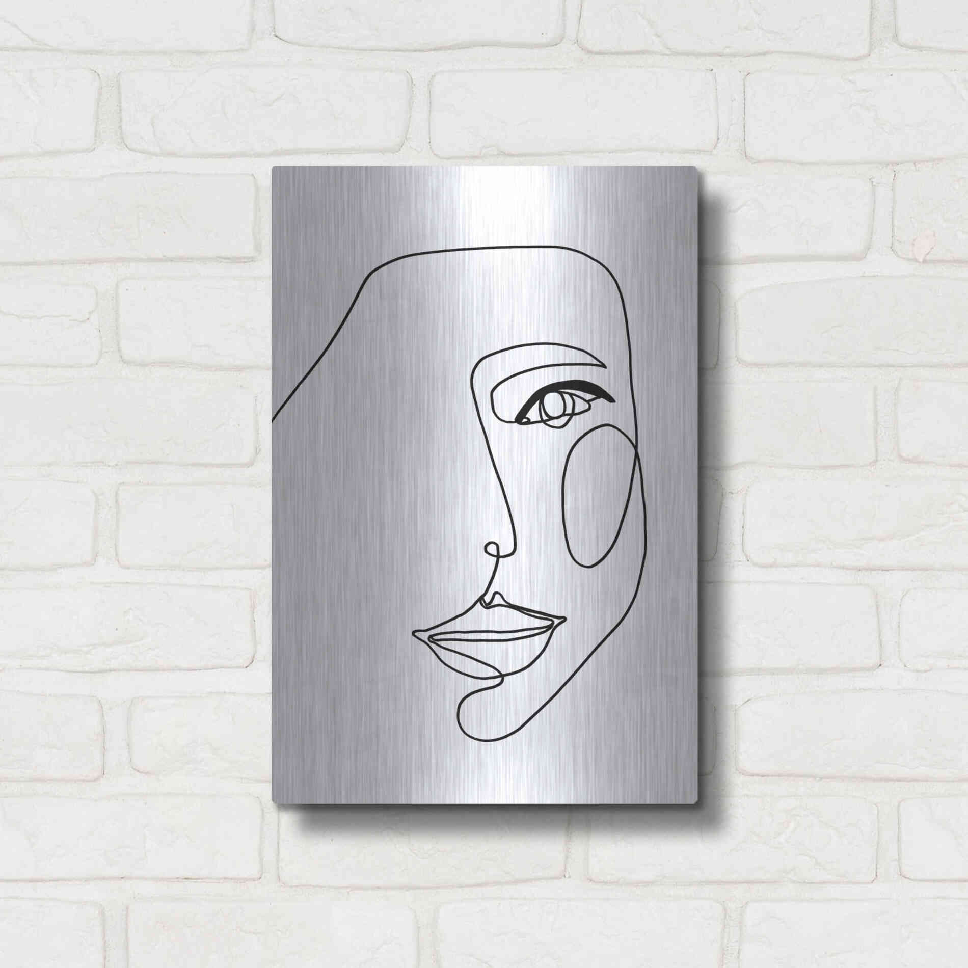 Luxe Metal Art 'Face Line 1' by Design Fabrikken, Metal Wall Art,12x16