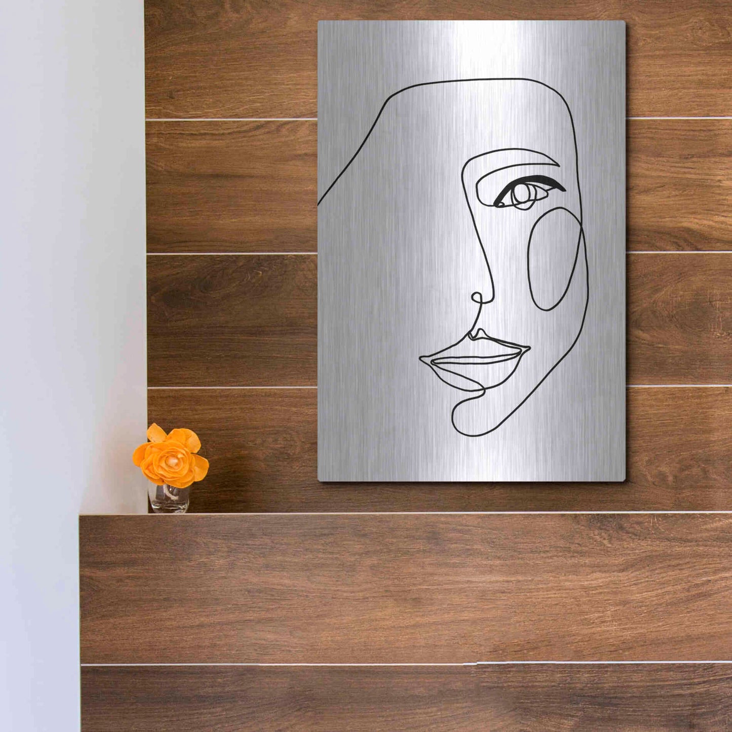 Luxe Metal Art 'Face Line 1' by Design Fabrikken, Metal Wall Art,12x16